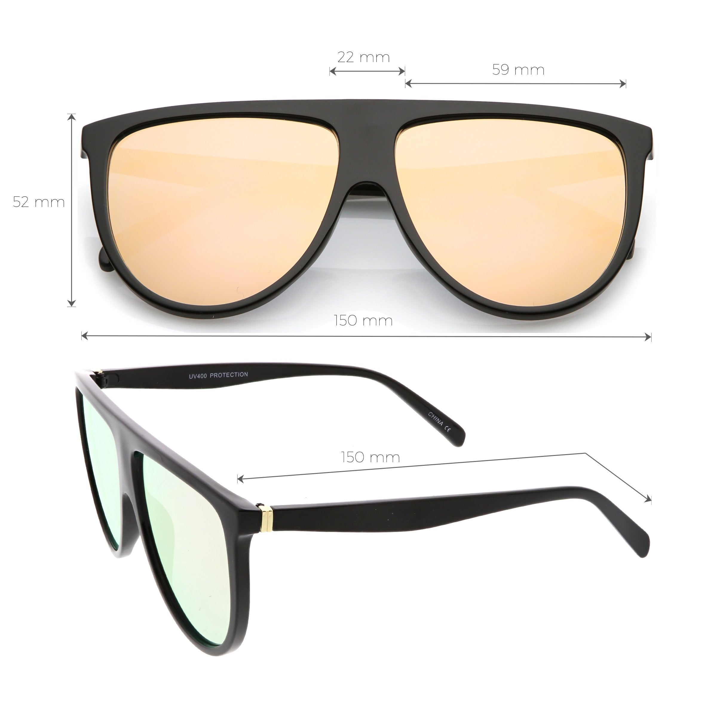 Flat Top Mirrored Flat Lens Sunglasses - Image 8