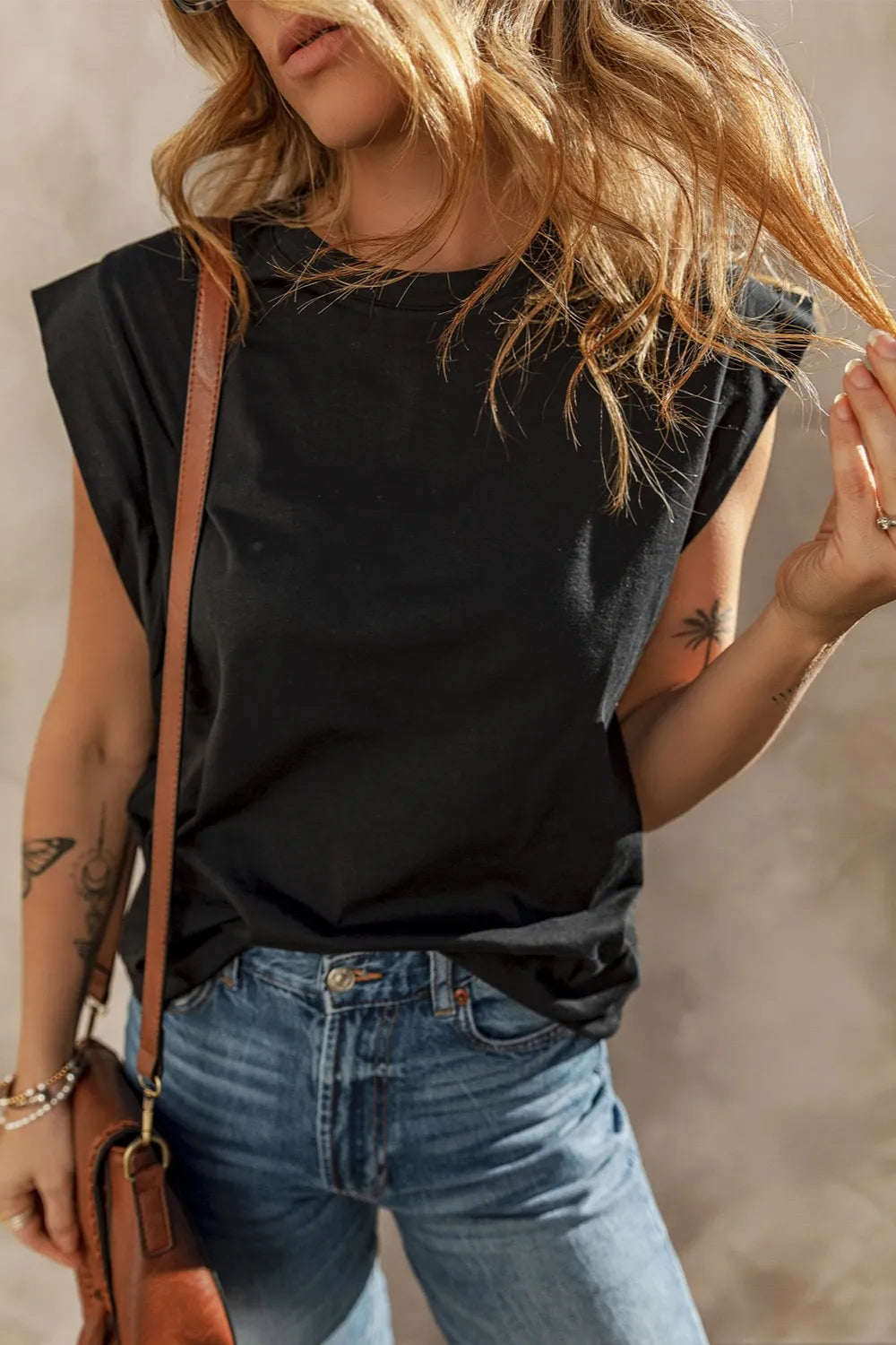 Cuffed Armhole Loose Top - Image 3