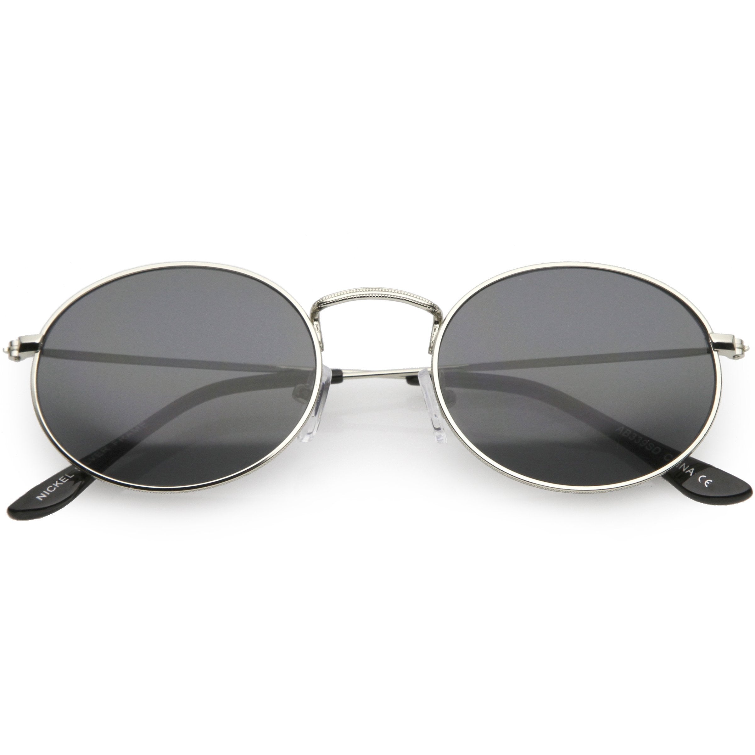 Small 1990's Round Oval Metal Sunglasses - Image 4