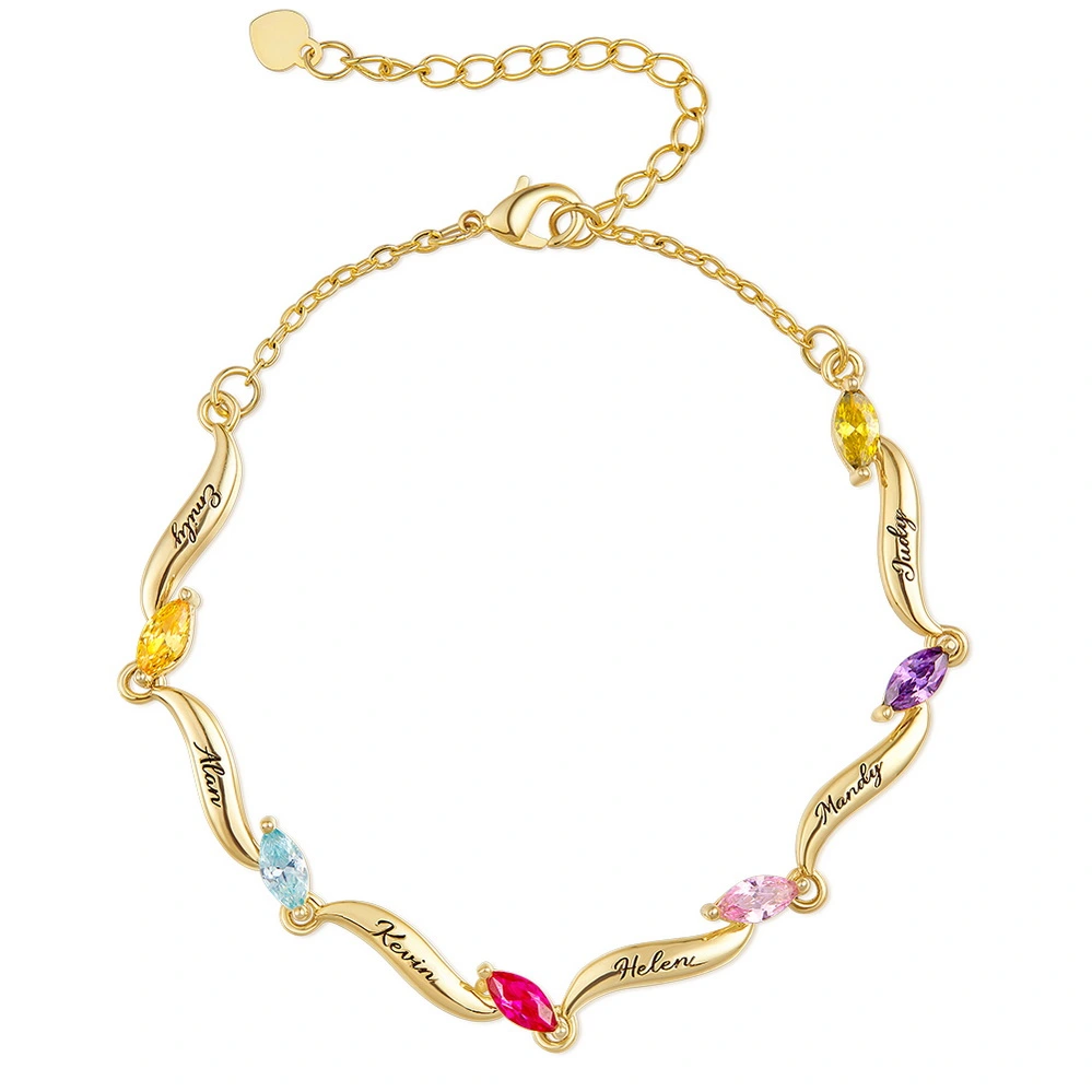 Custom Name Bracelet With Birthstones