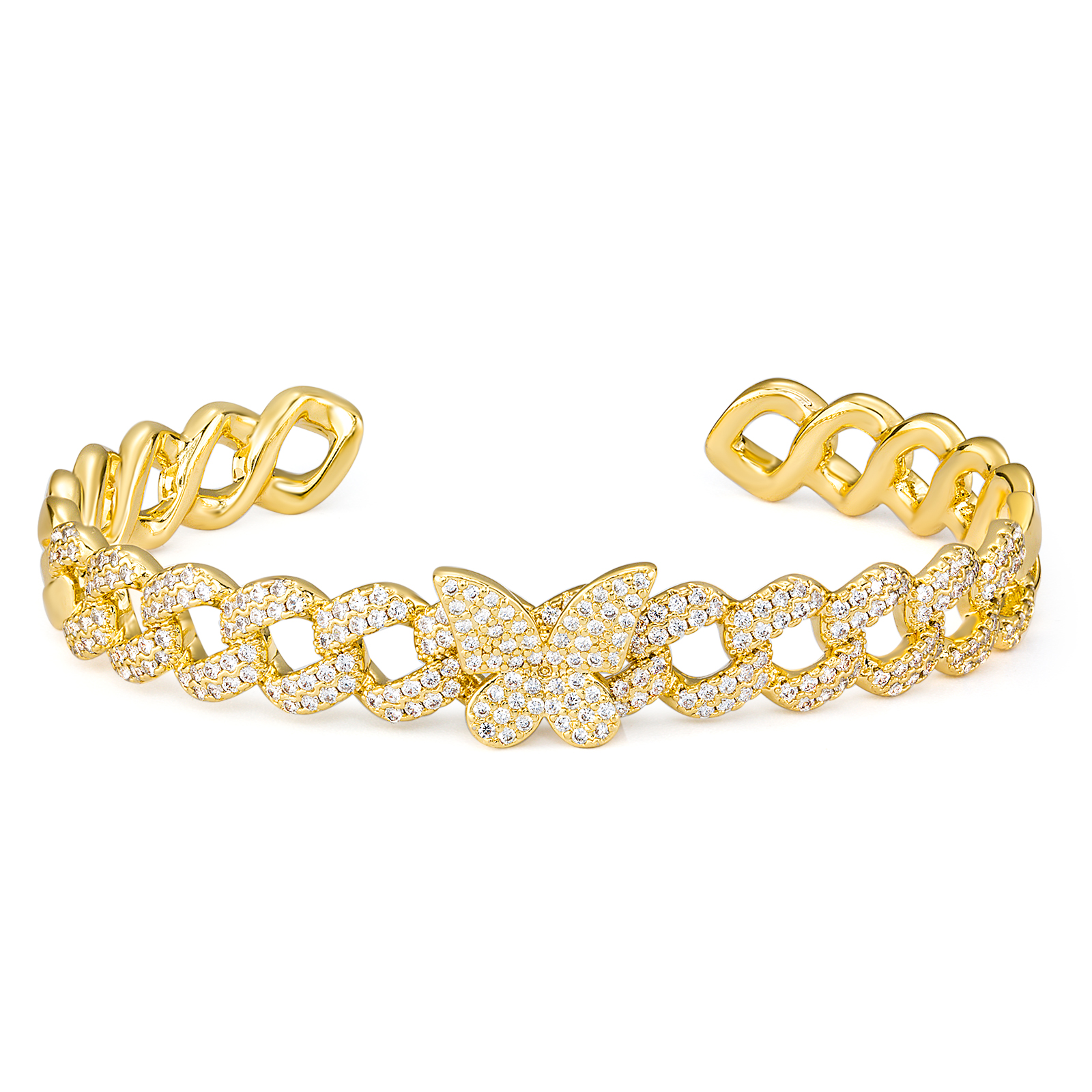 8MM Butterfly Cuban Bracelet Open Bangle Link Chains