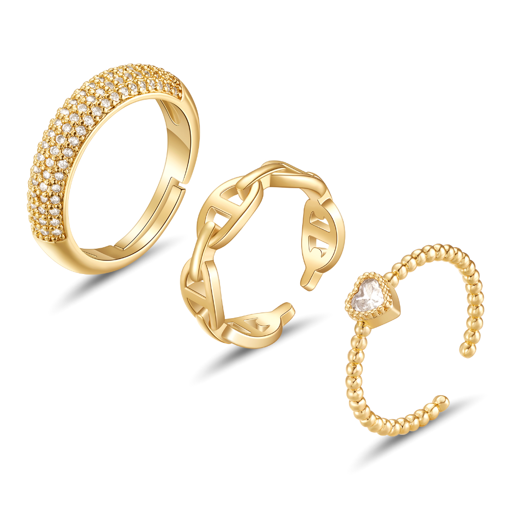 3Pcs Stackable Open Knuckle Rings