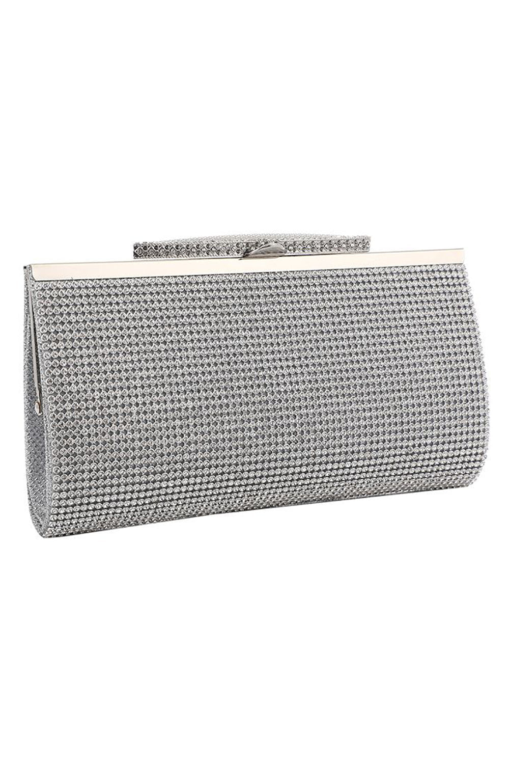 Silver Rhinestone Evening Clutch Bag - Image 4