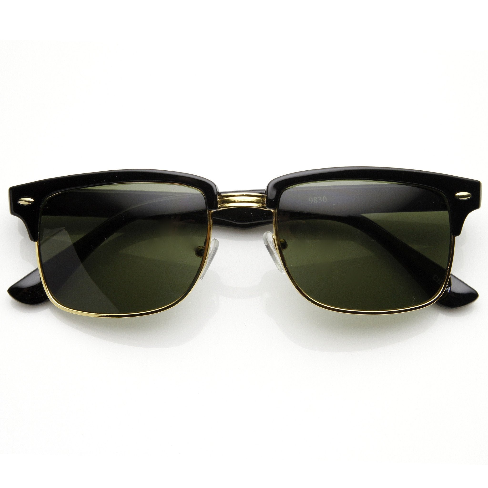 Square Half Frame Horned Rim Sunglasses - Image 6