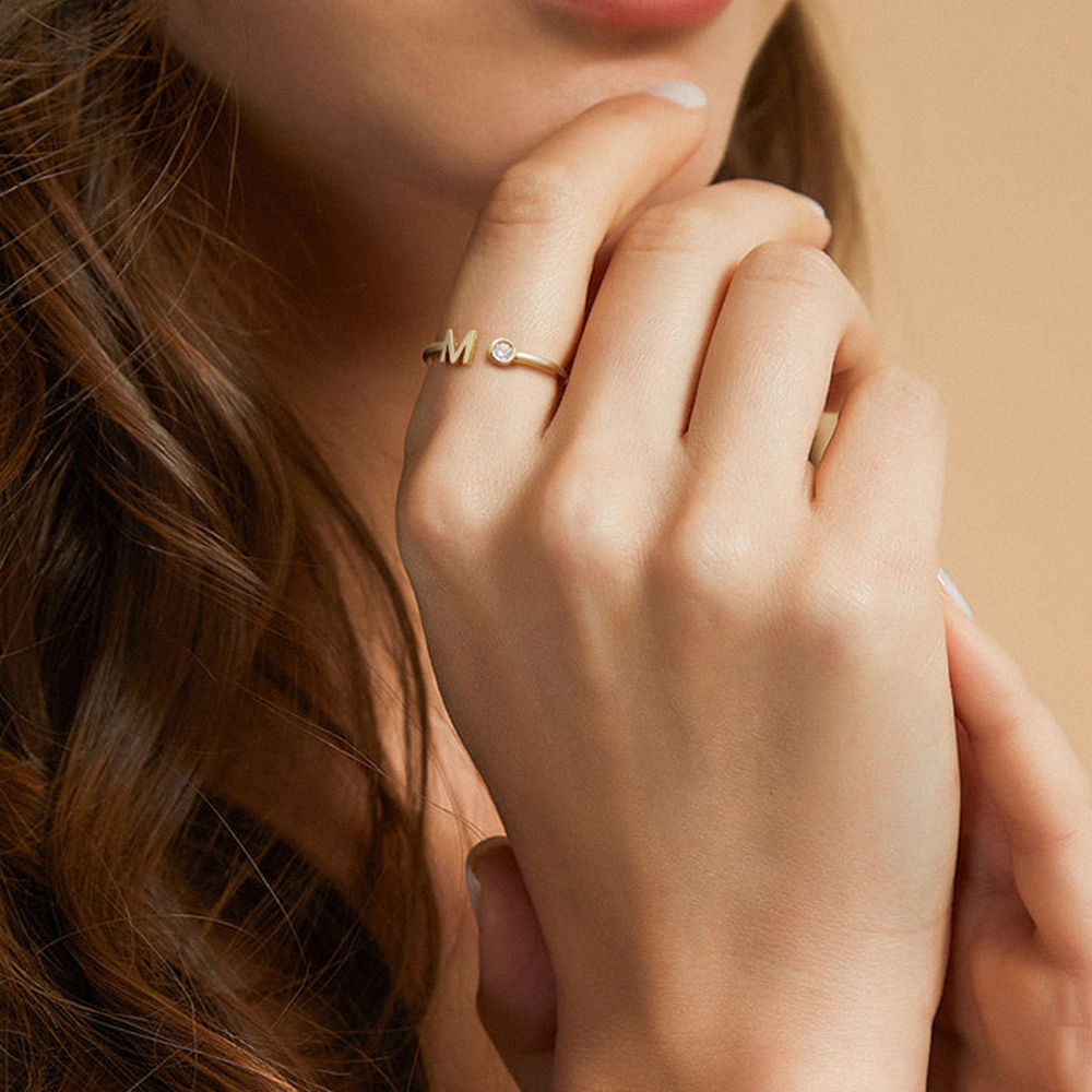 Custom Initial Ring A-Z for Gift - Image 3