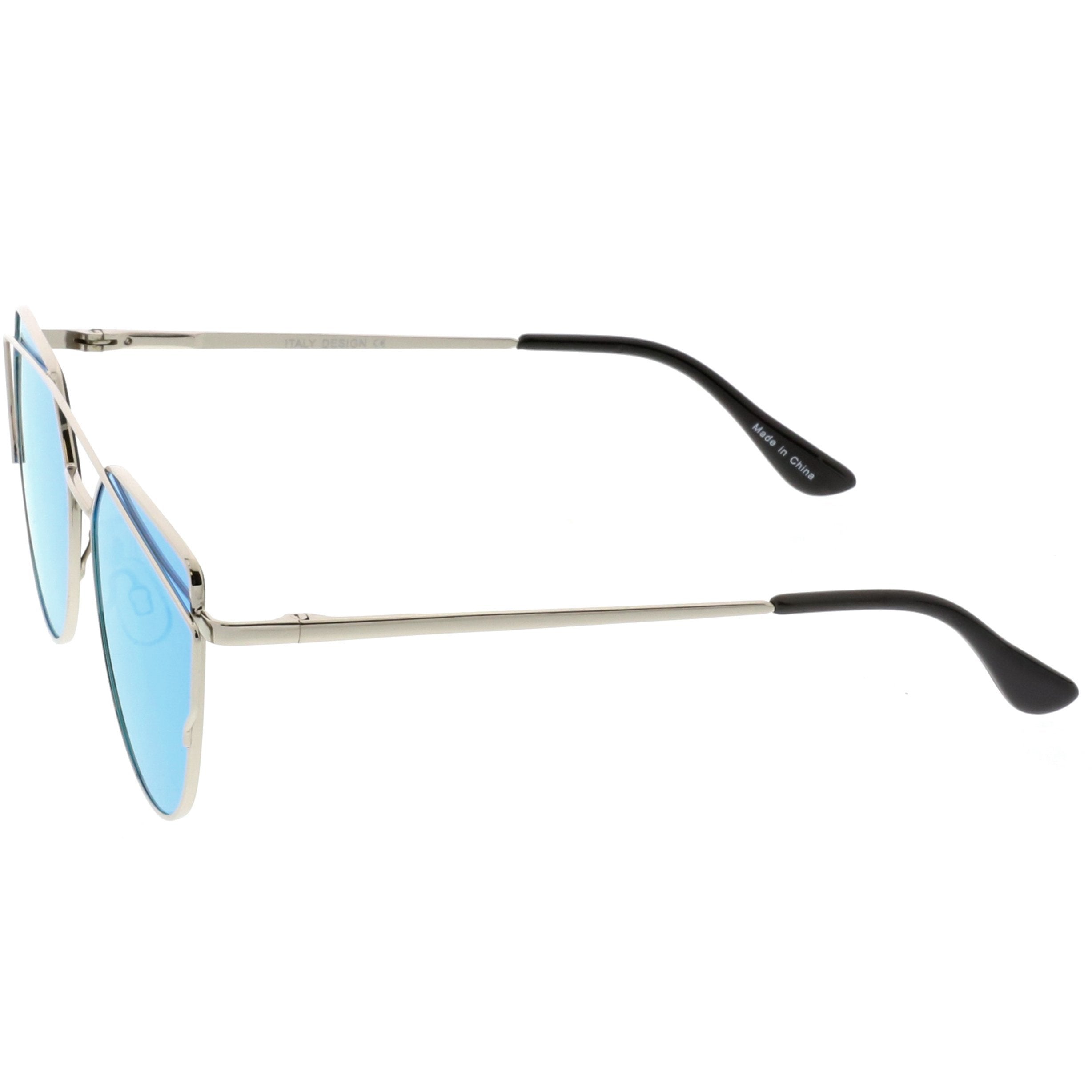 Oversize Laser Cut Cat Eye Mirrored Sunglasses - Image 2