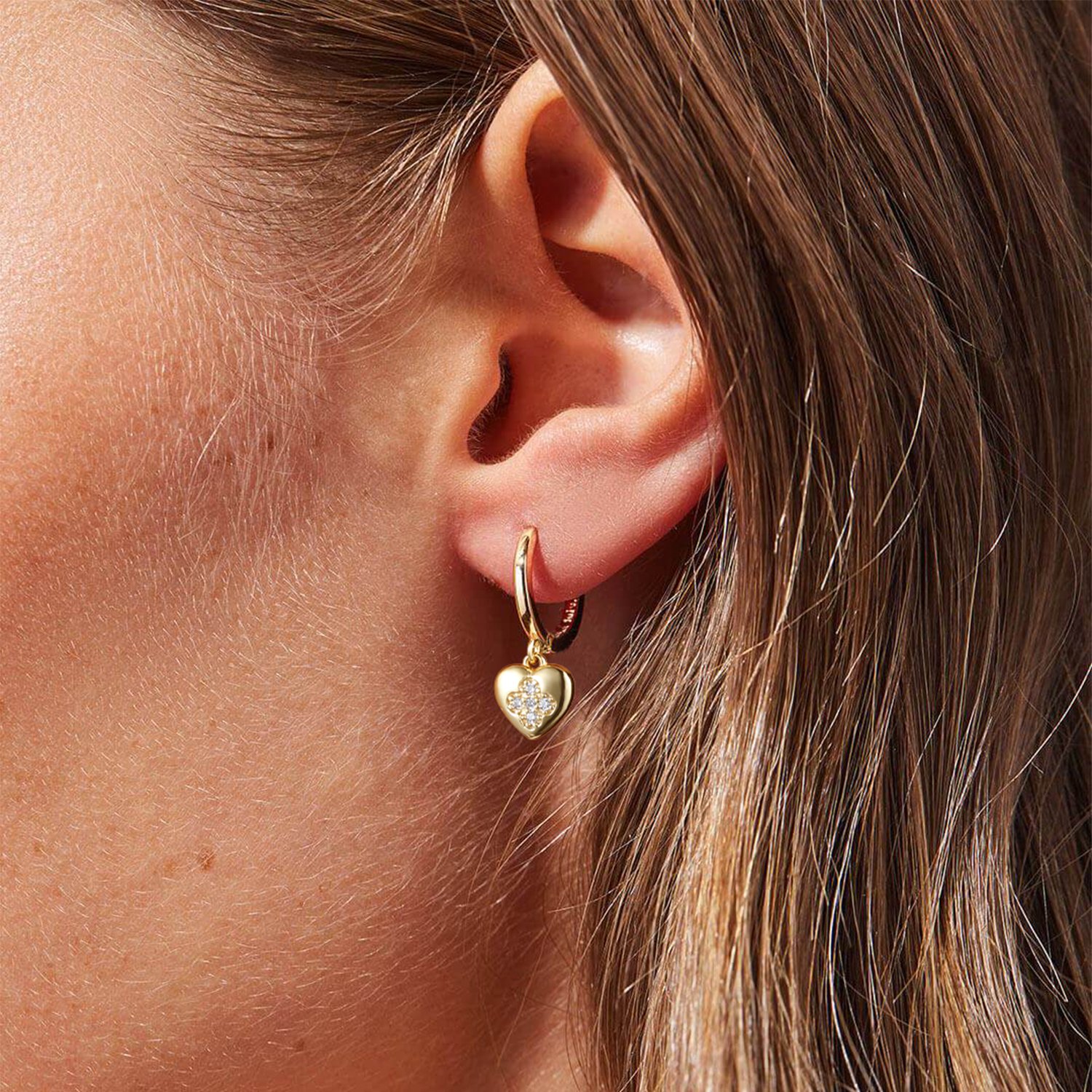 Gold Heart Earrings - Image 3