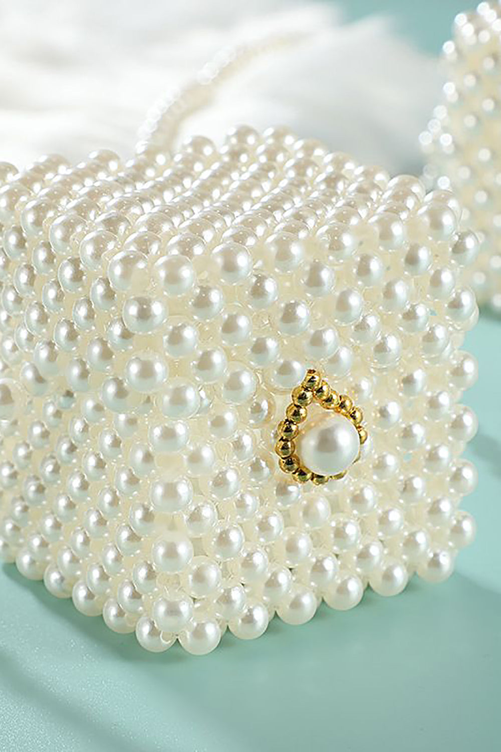 Beaded White Evening Party Hangbag - Image 2