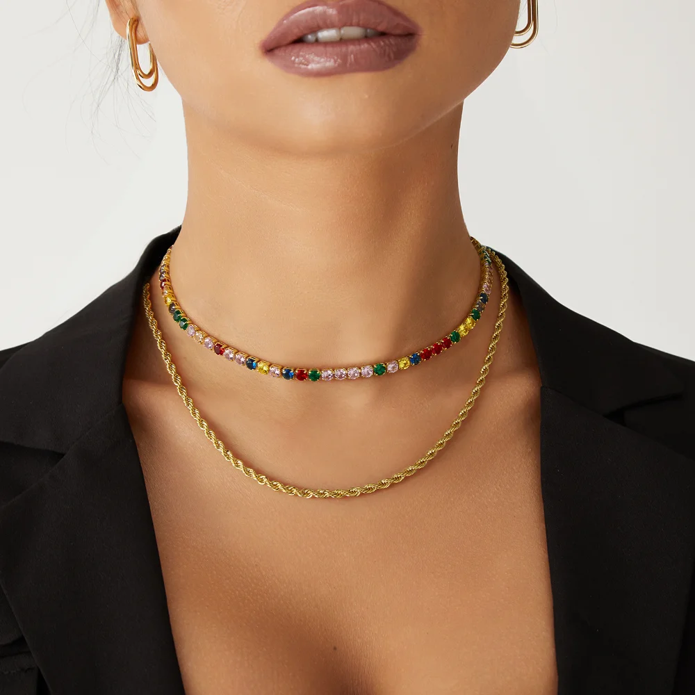 Colorful Square Tennis Necklace - Image 6