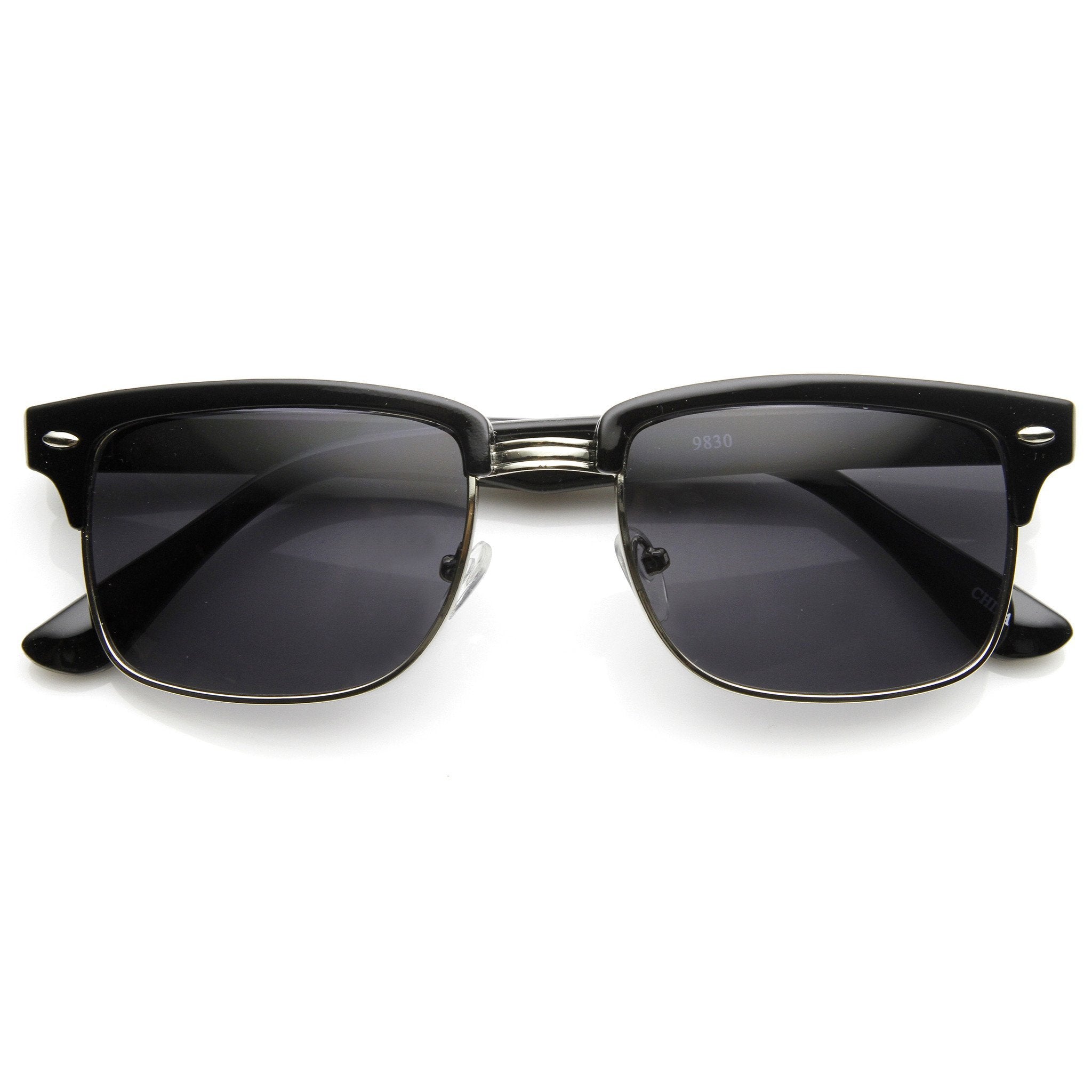 Square Half Frame Horned Rim Sunglasses - Image 5