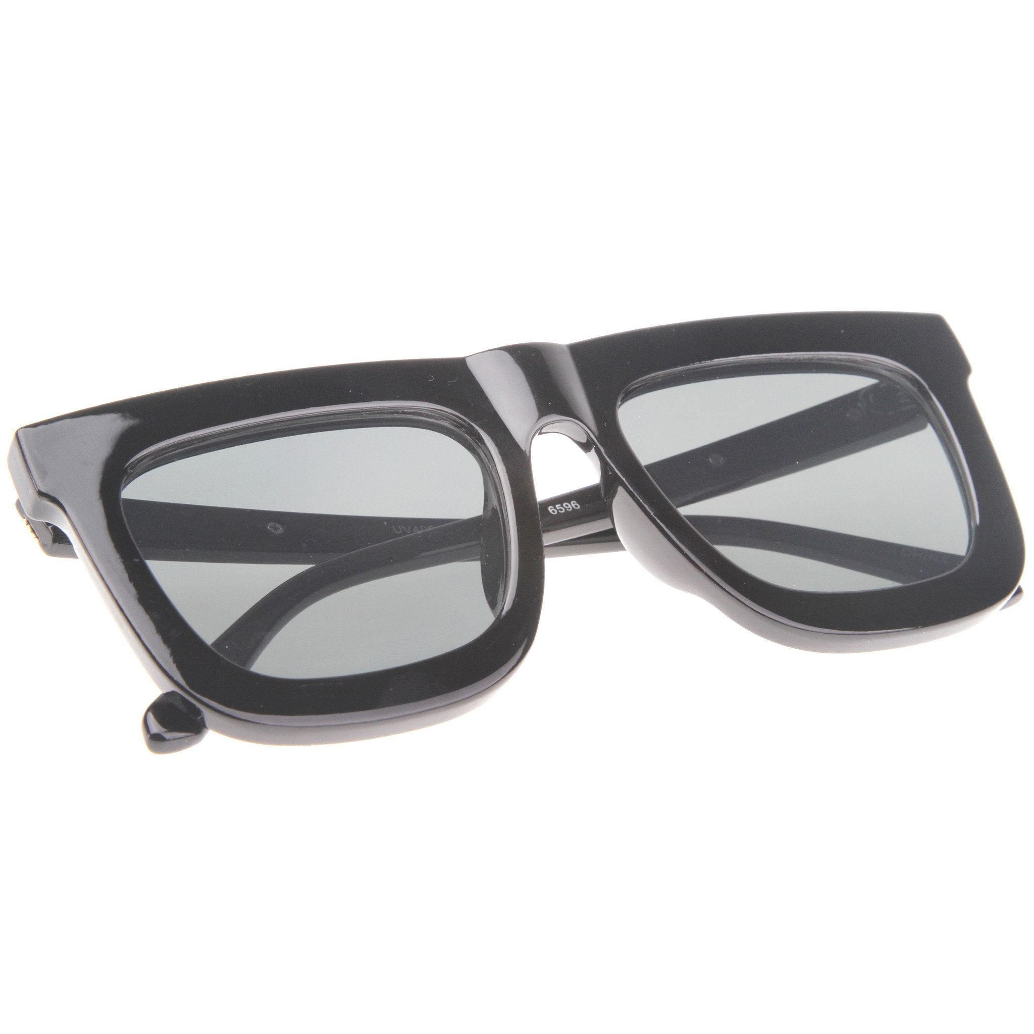 Square Flat Front Lens Horned Rim Sunglasses - Image 7