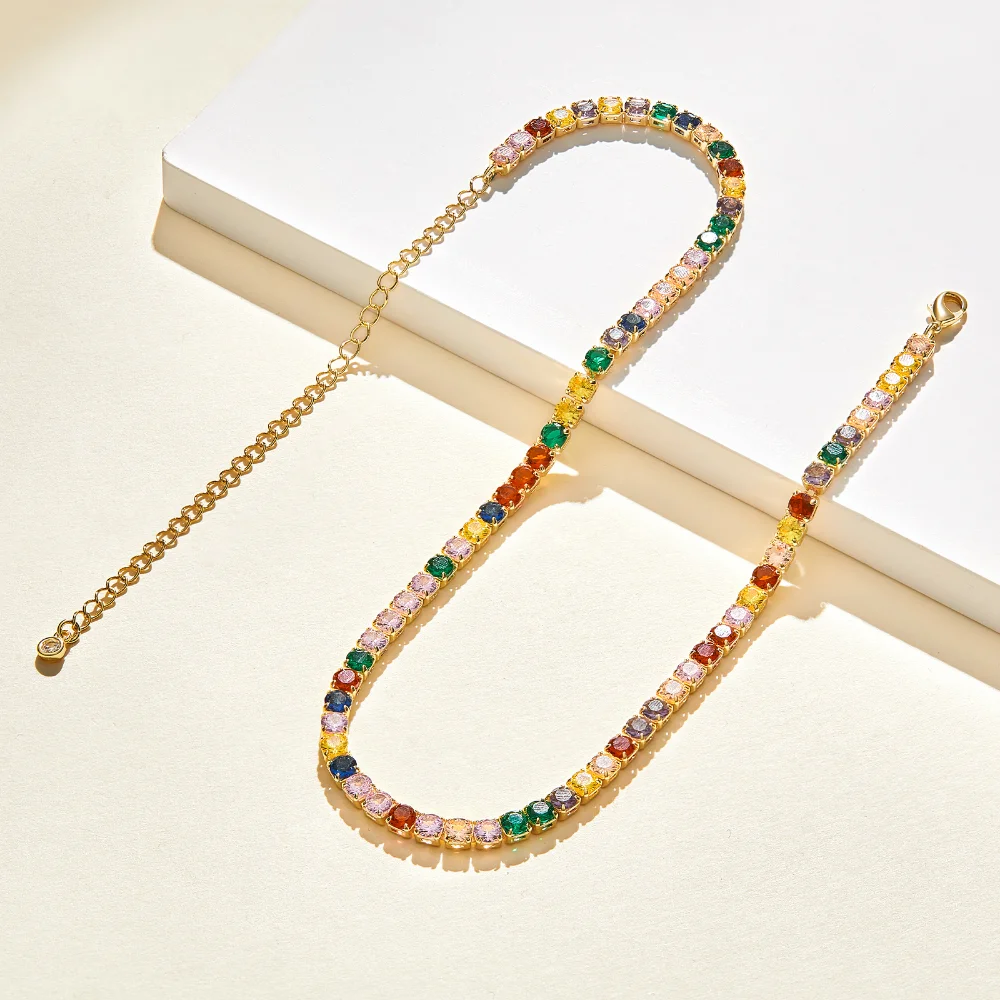 Colorful Square Tennis Necklace - Image 3