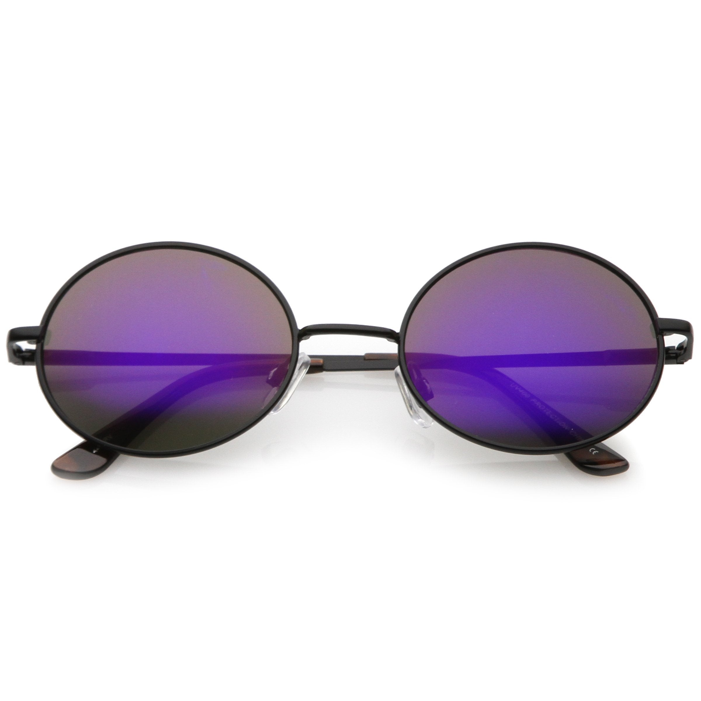 Retro Fashion Oval Mirrored Flat Lens Sunglasses - Image 7