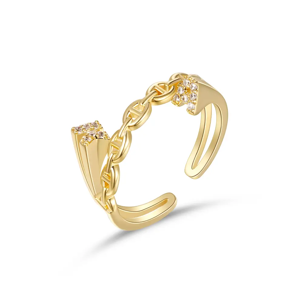 Custom Shining Initial Cuff Ring