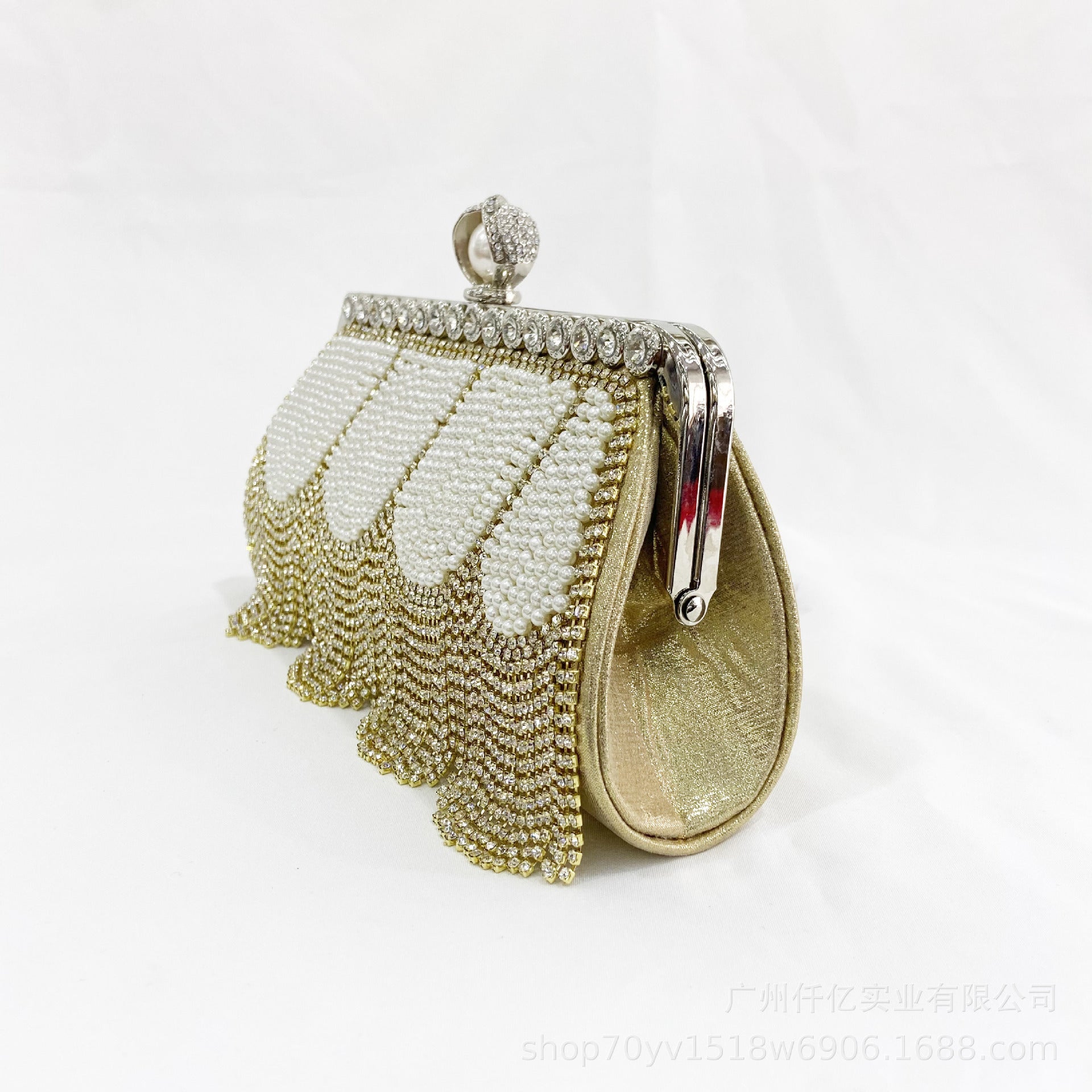 Black Beaded Fringes Party Handbag - Image 5