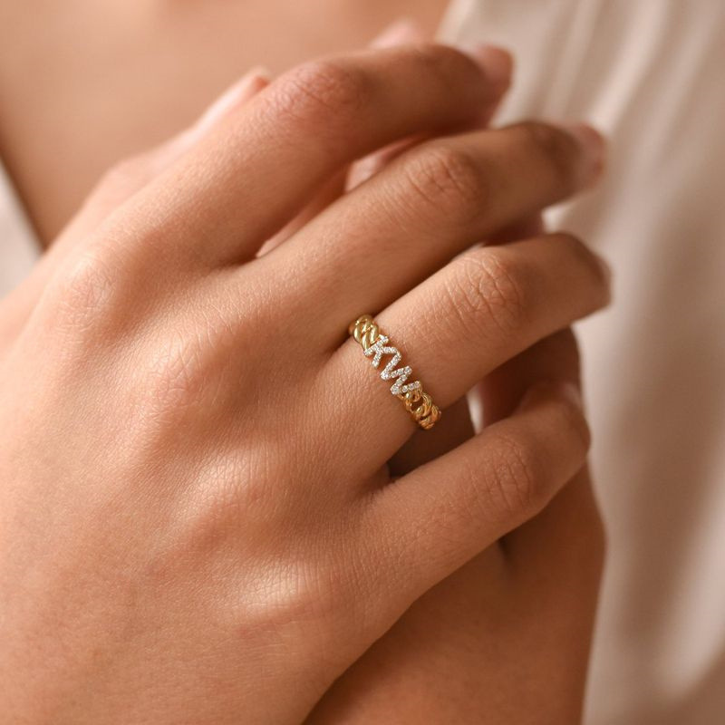 925 Silver Openwork Link Name Full Diamond Ring - Image 2