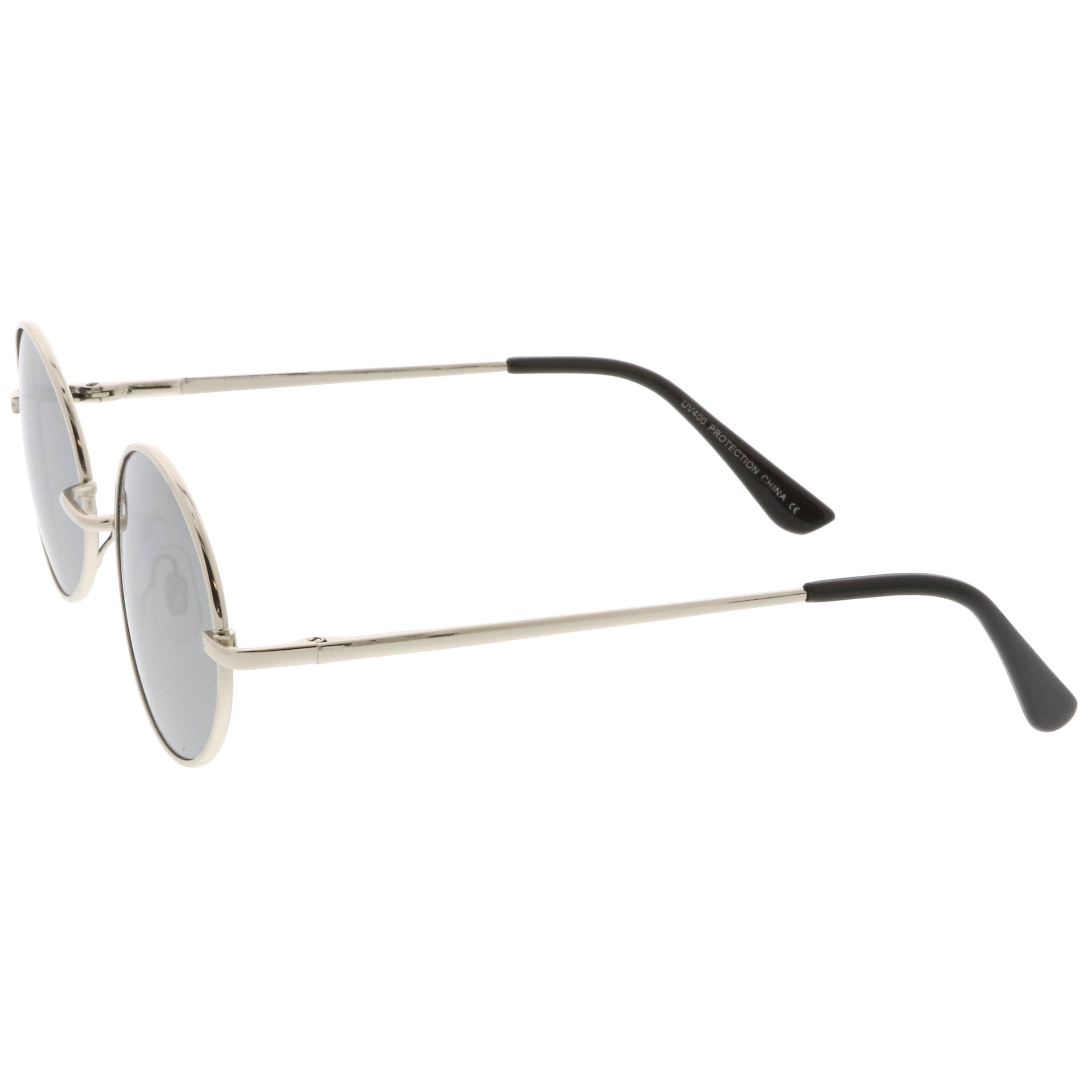 Retro Fashion Oval Mirrored Flat Lens Sunglasses - Image 2