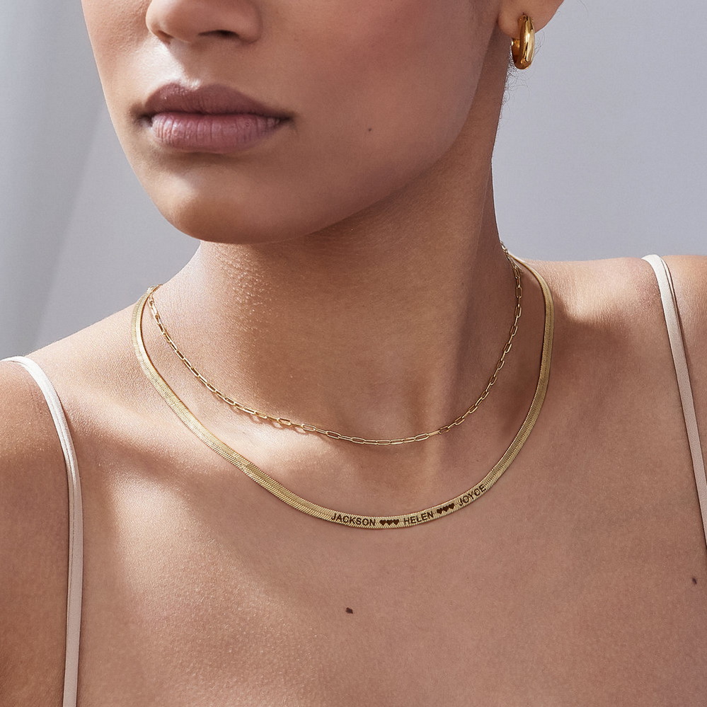 14K Gold Snake Chain with Engraved Name and Heart - Image 2