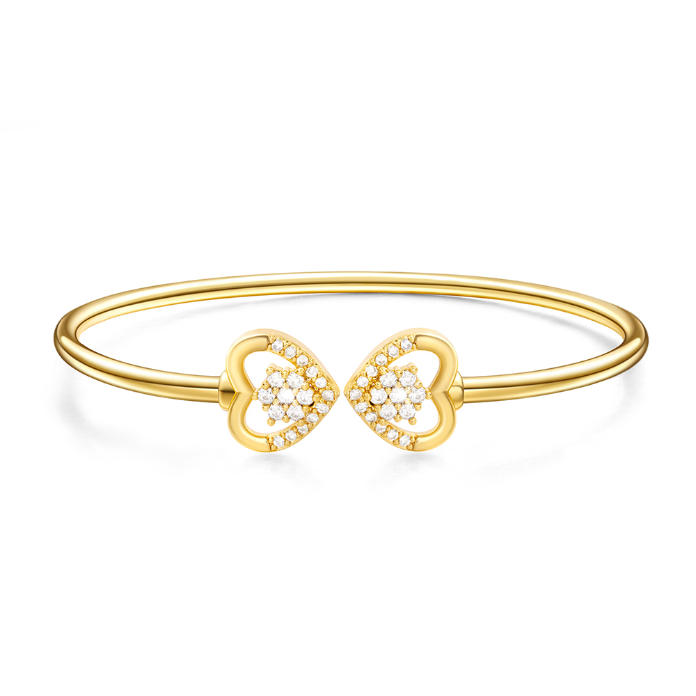 Diamond Simulate Heart Bracelet Gold with Flower