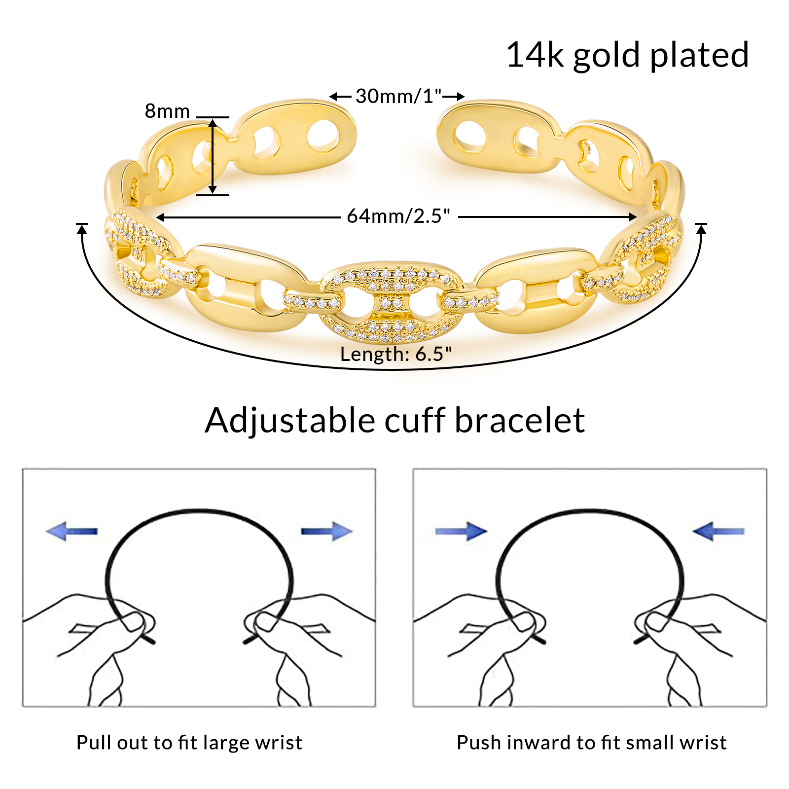 Gold Bracelet 14k Gold Plated Dainty Cuff Bracelets - Image 7