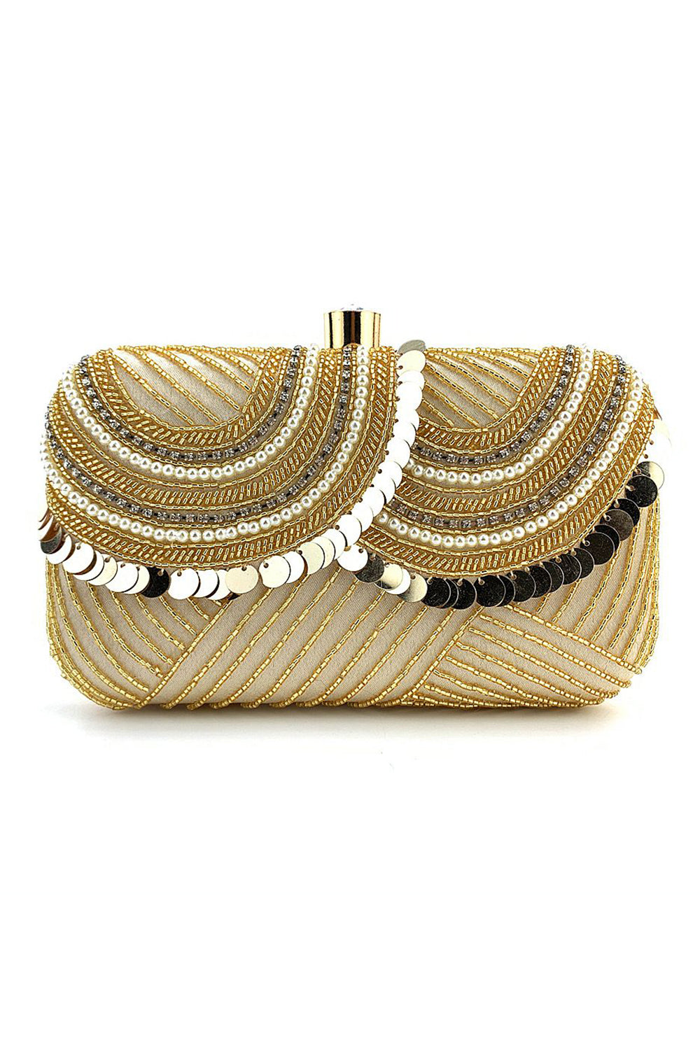 Black Beaded MIni Party Handbag with Sequins - Image 3