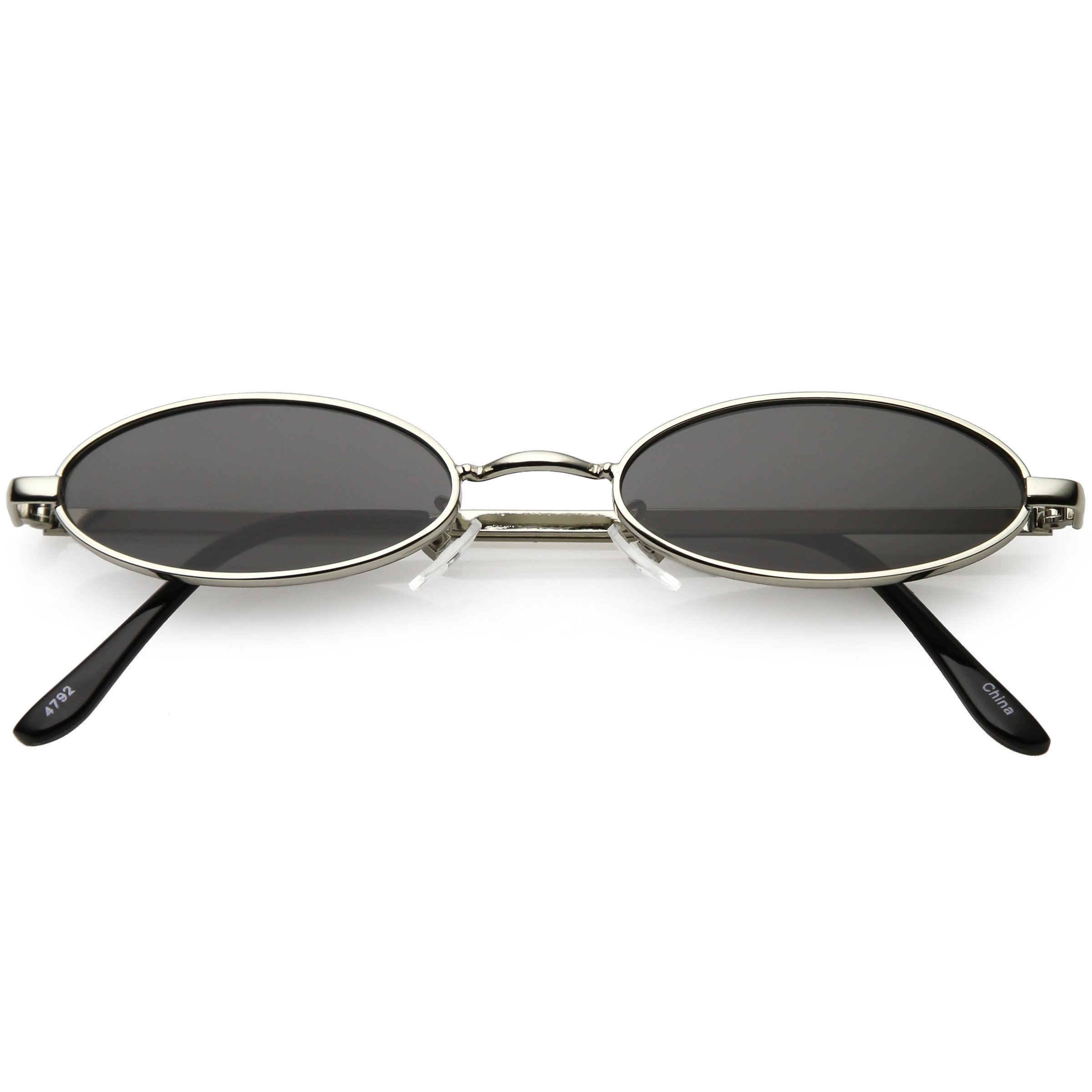 Retro 1990's Small Oval Metal Sunglasses - Image 5