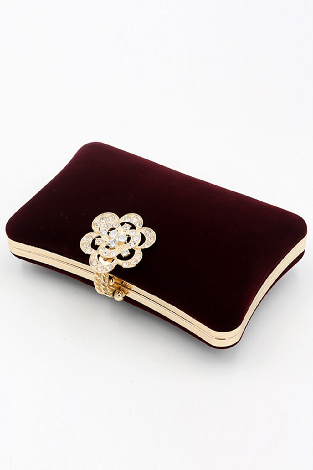 Burgundy Velvet Shoulder Chain Bag - Image 2