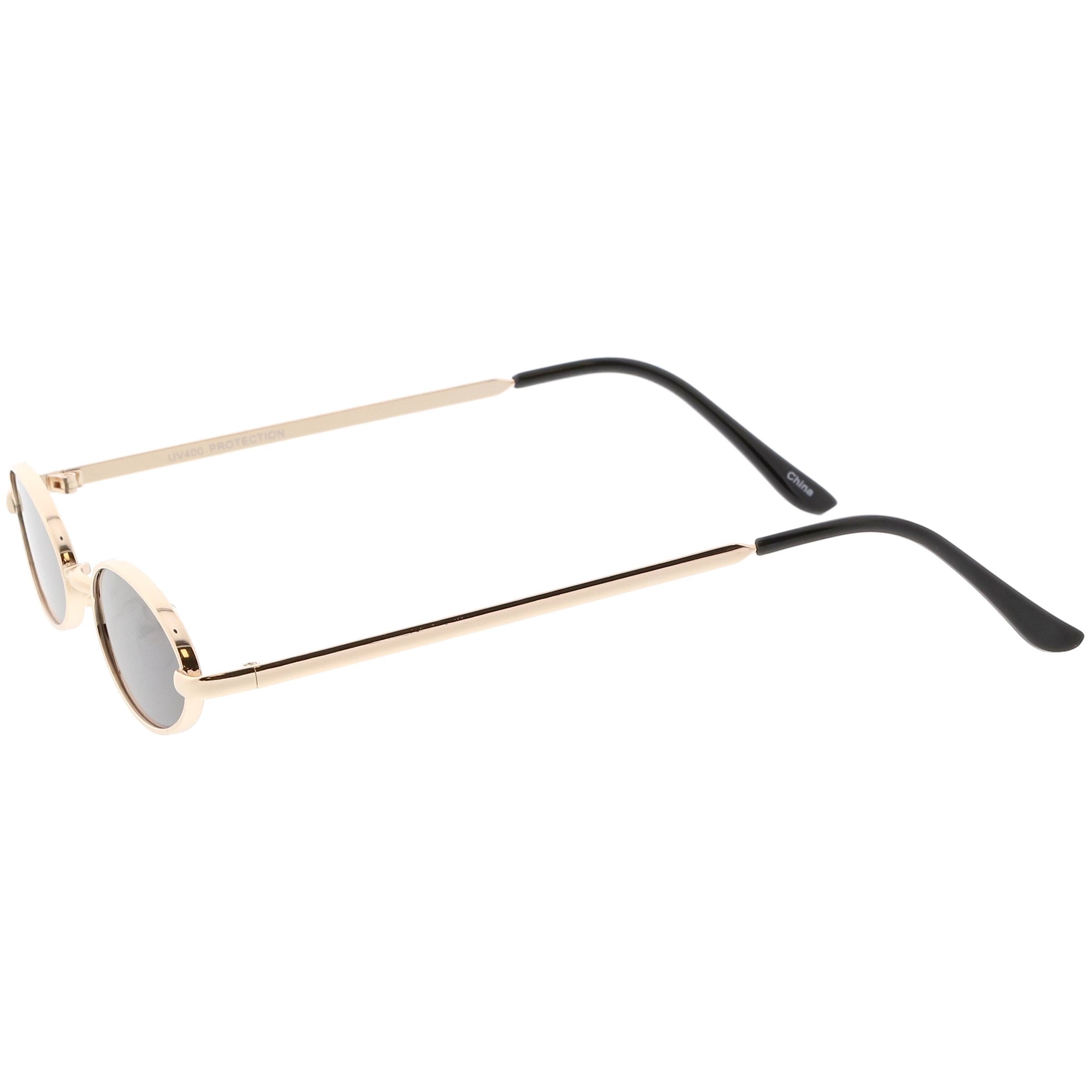 Retro 1990's Small Oval Metal Sunglasses - Image 2