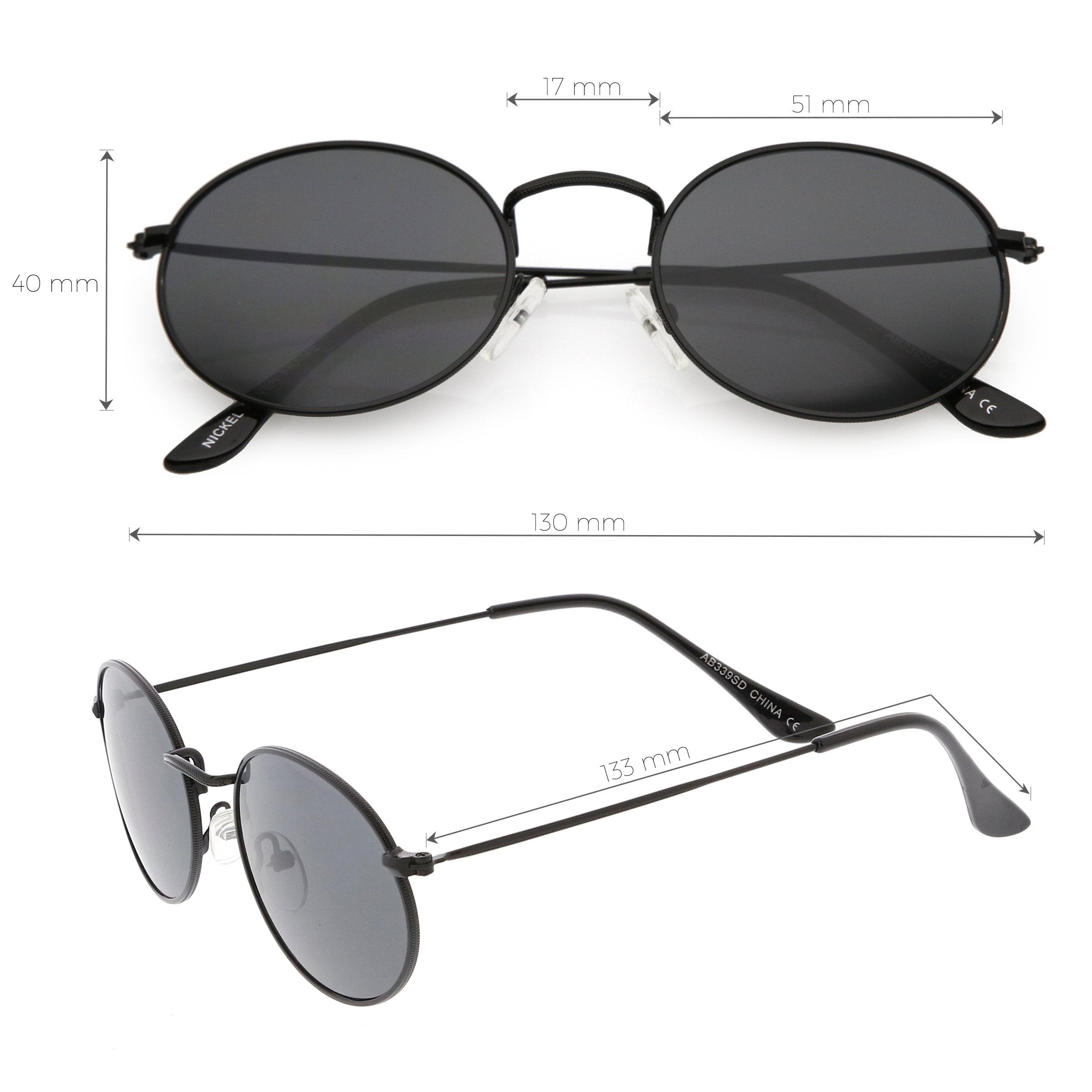 Small 1990's Round Oval Metal Sunglasses - Image 6