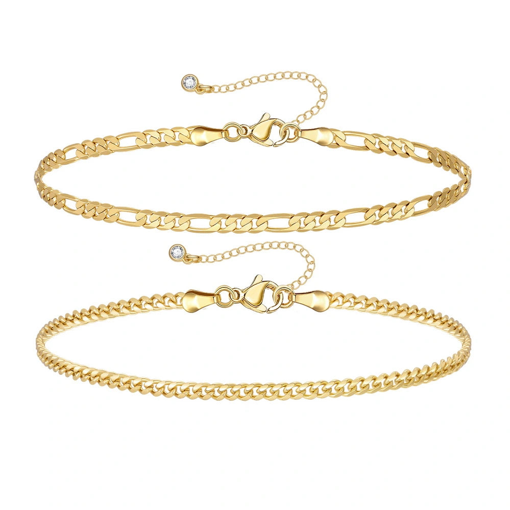 Figaro with 3mm cuban anklet