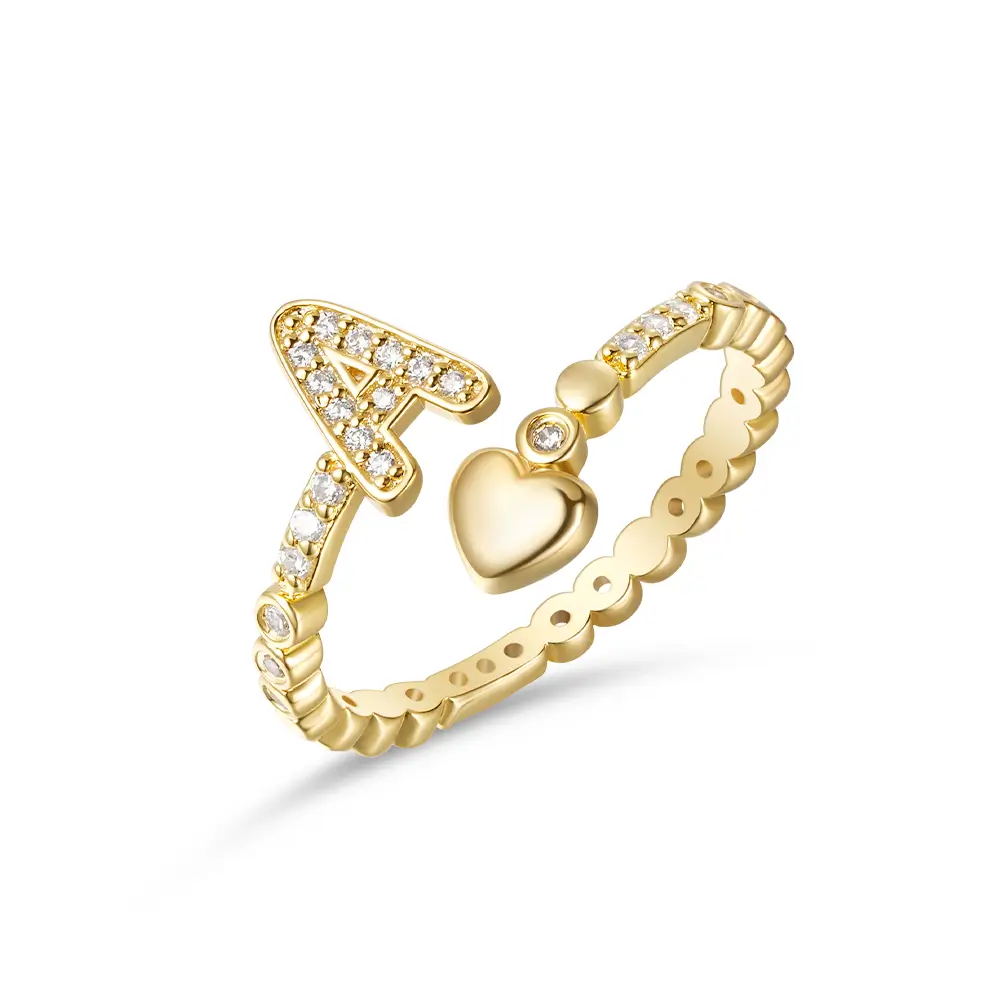 Custom Initial Letter Ring With Heart