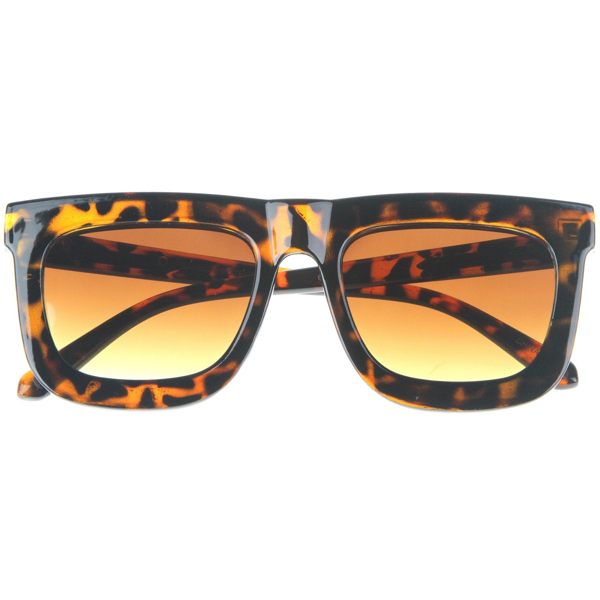 Square Flat Front Lens Horned Rim Sunglasses - Image 3