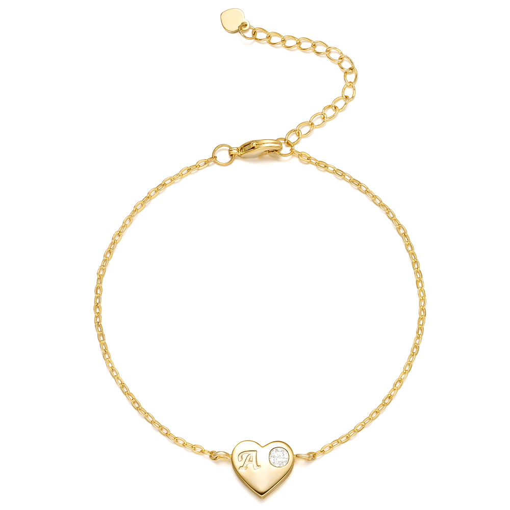 Personalized Initial Heart Bracelet