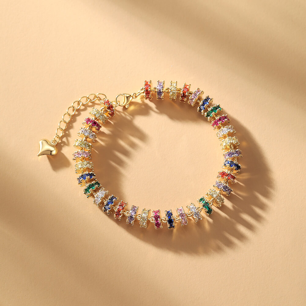 Colorful Sparkle Spacer Charm Bracelet - Image 2