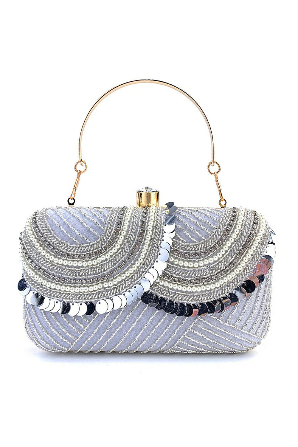 Black Beaded MIni Party Handbag with Sequins - Image 7