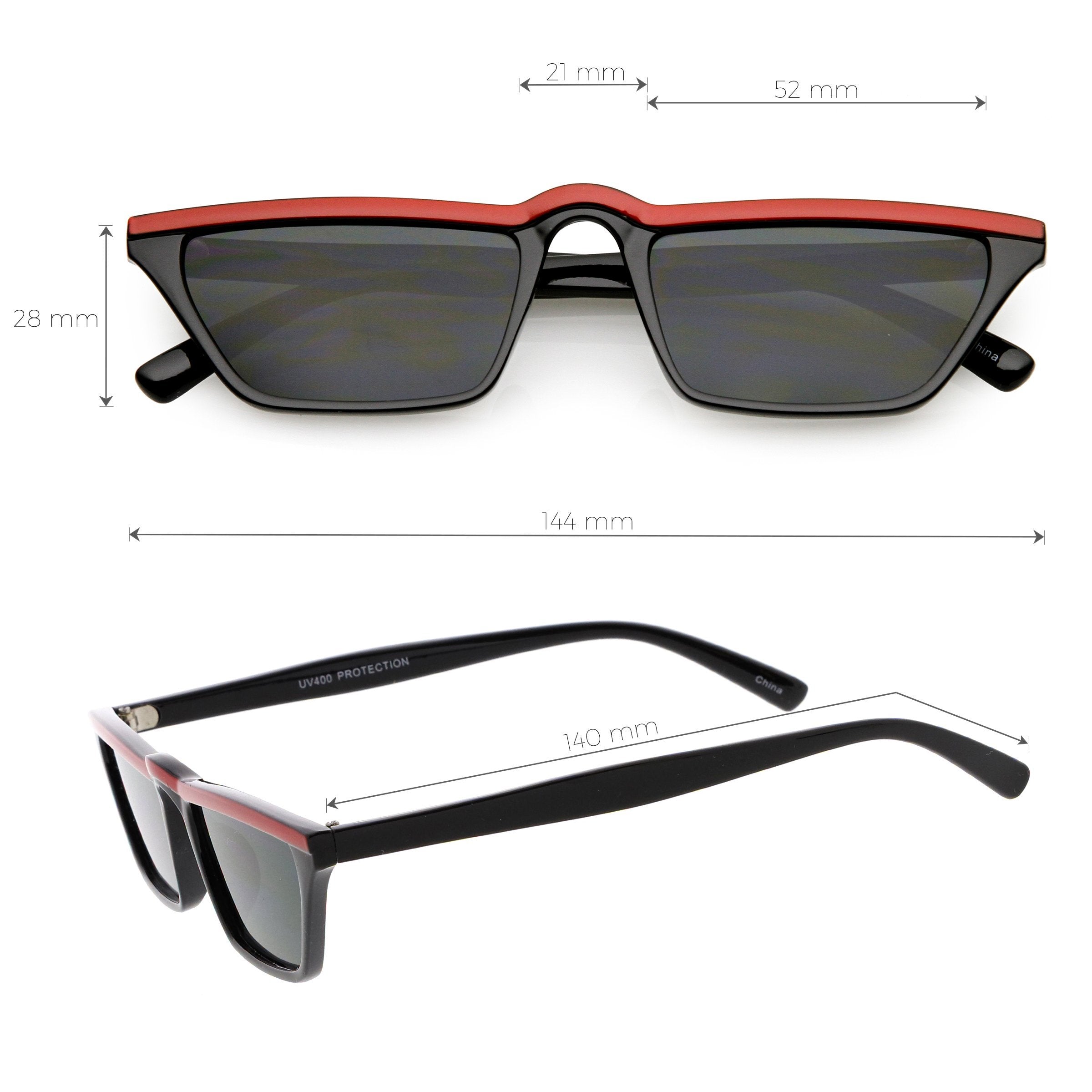 Low Temple Color Top Cat Eye Sunglasses - Image 5