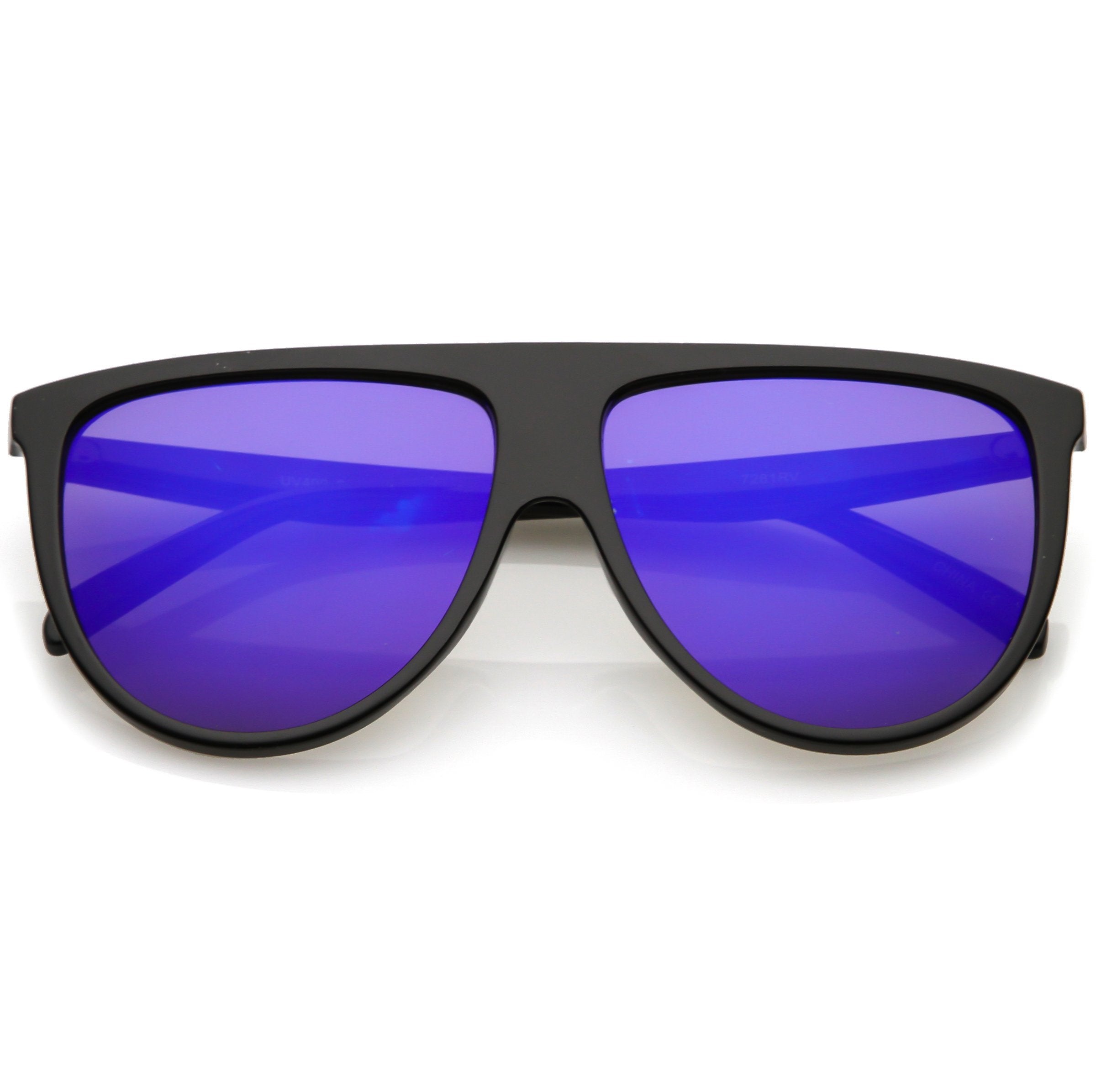 Flat Top Mirrored Flat Lens Sunglasses - Image 6