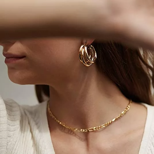 14K Gold Plated Hoop Earrings - Image 2