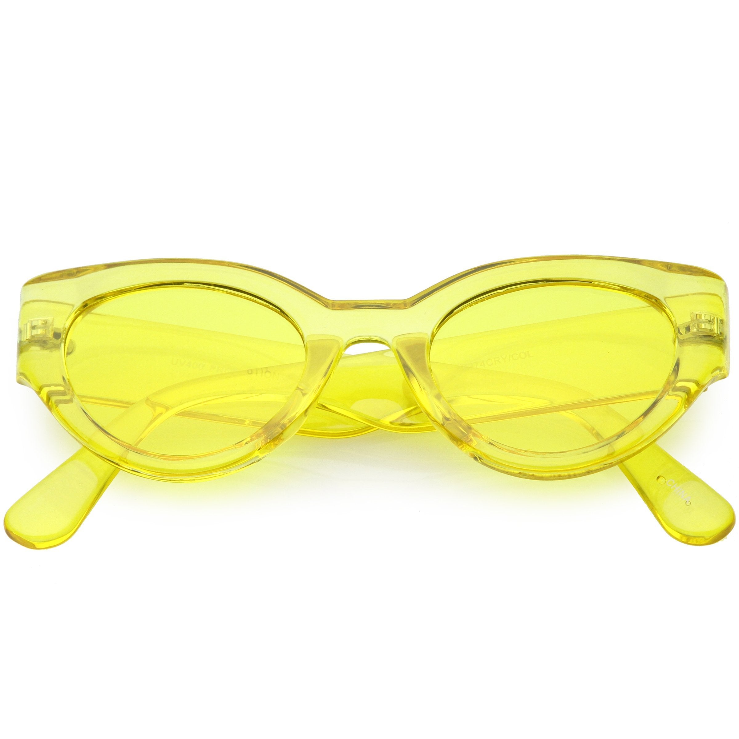 Retro Bold Translucent Color Tone Sunglasses - Image 6