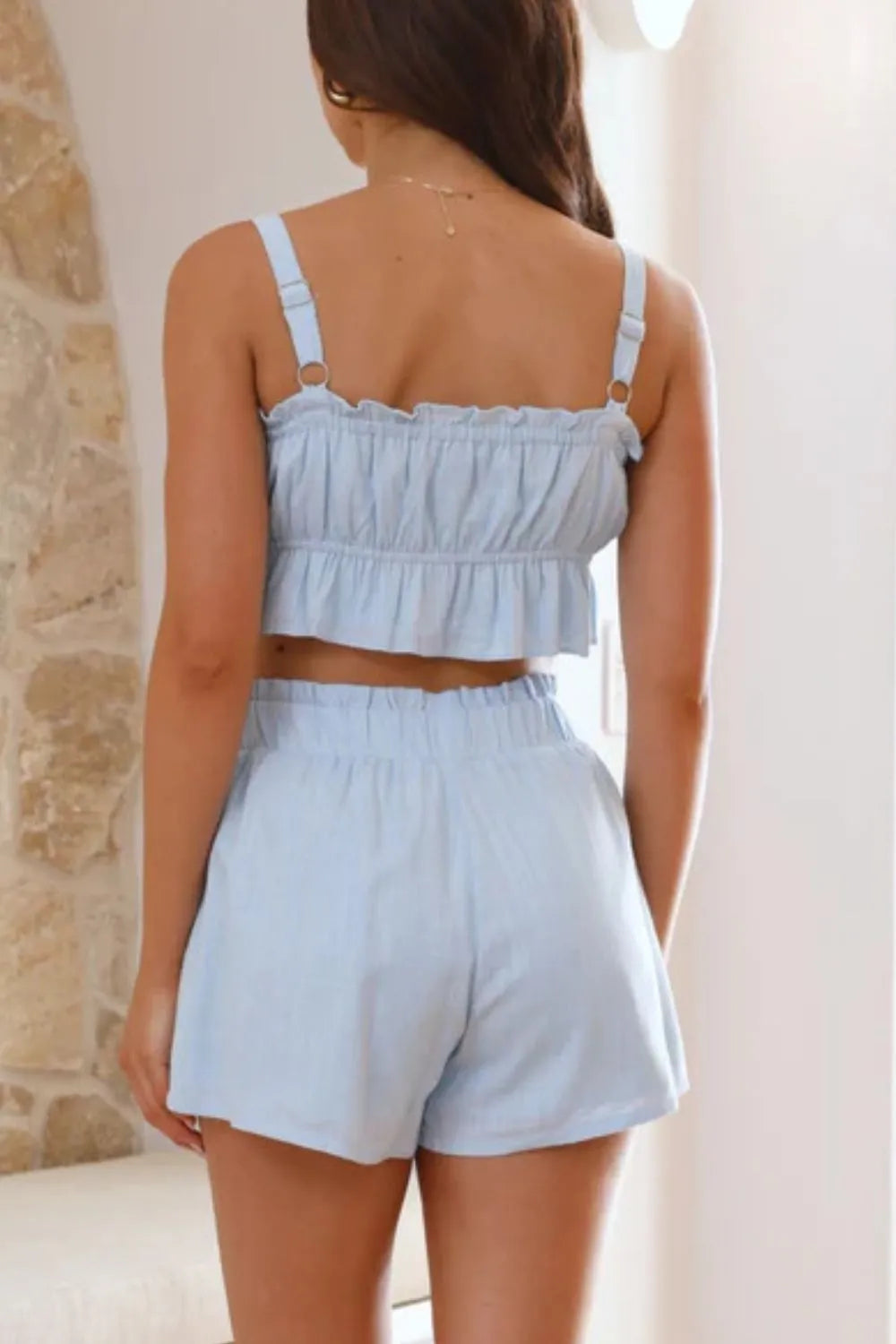 Ruffled Square Neck Cami and Shorts Set - Image 9
