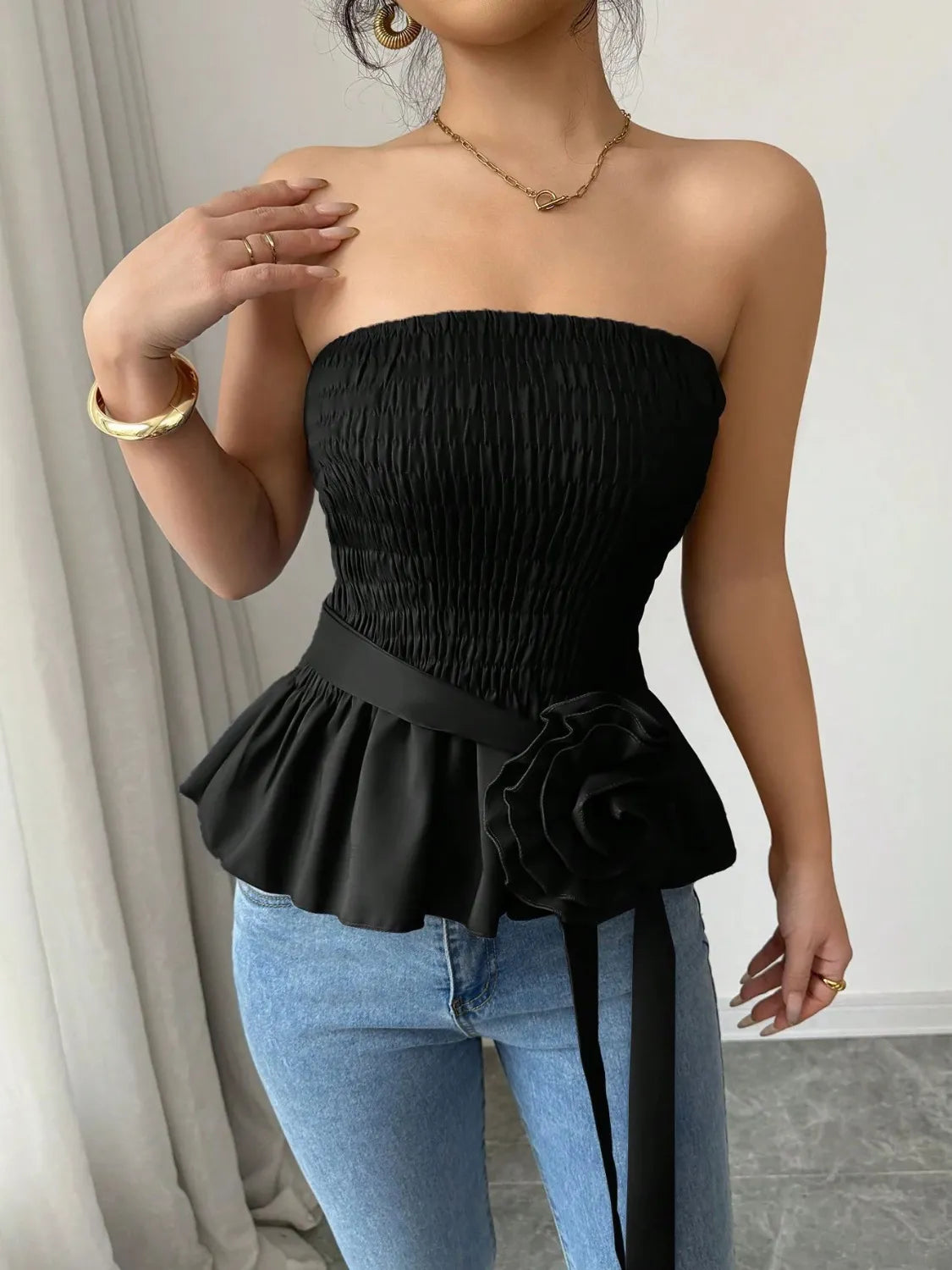 Flower Smocked Tube Top - Image 17