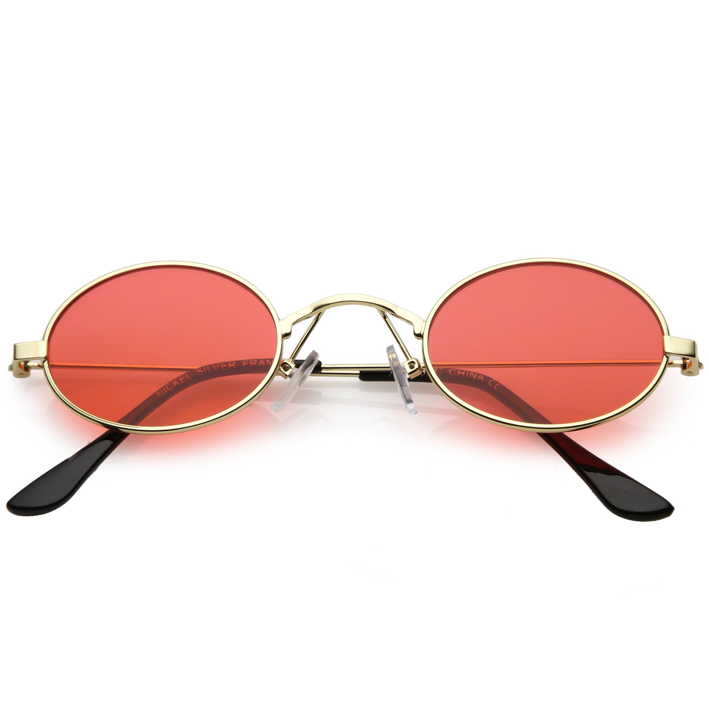 Small Oval Color Tone Metal Sunglasses - Image 8