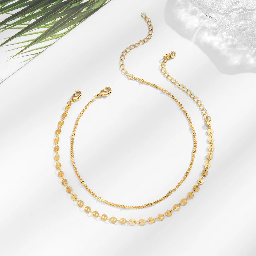Sequin Anklet With Chain Bead Anklet - Image 4