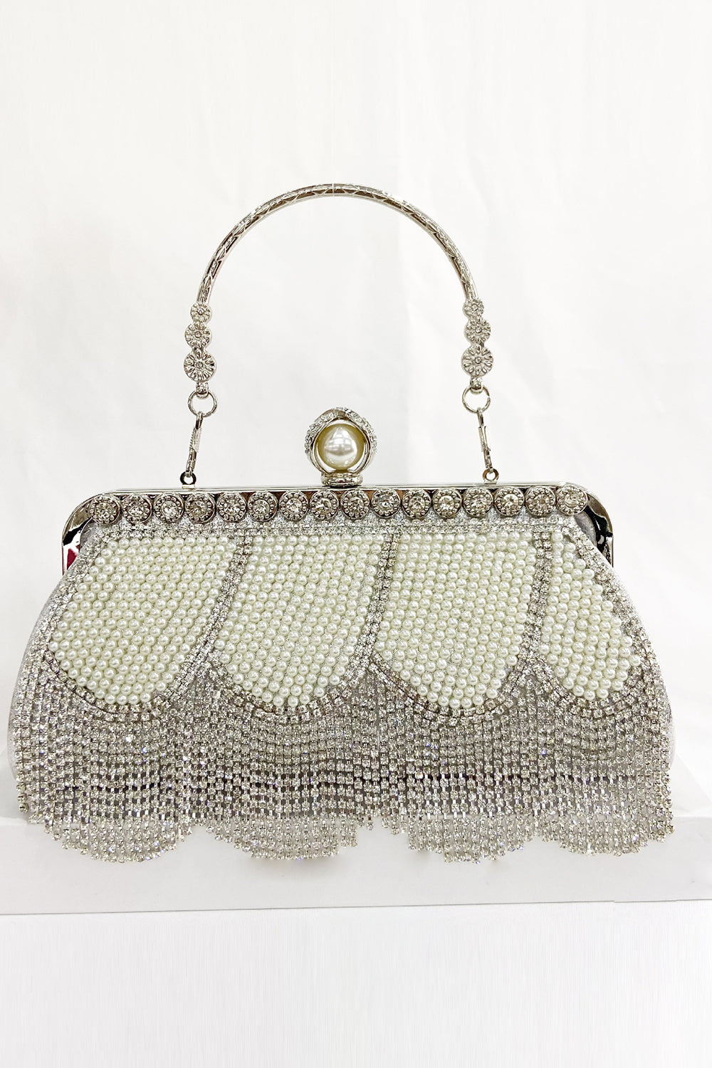 Black Beaded Fringes Party Handbag - Image 9