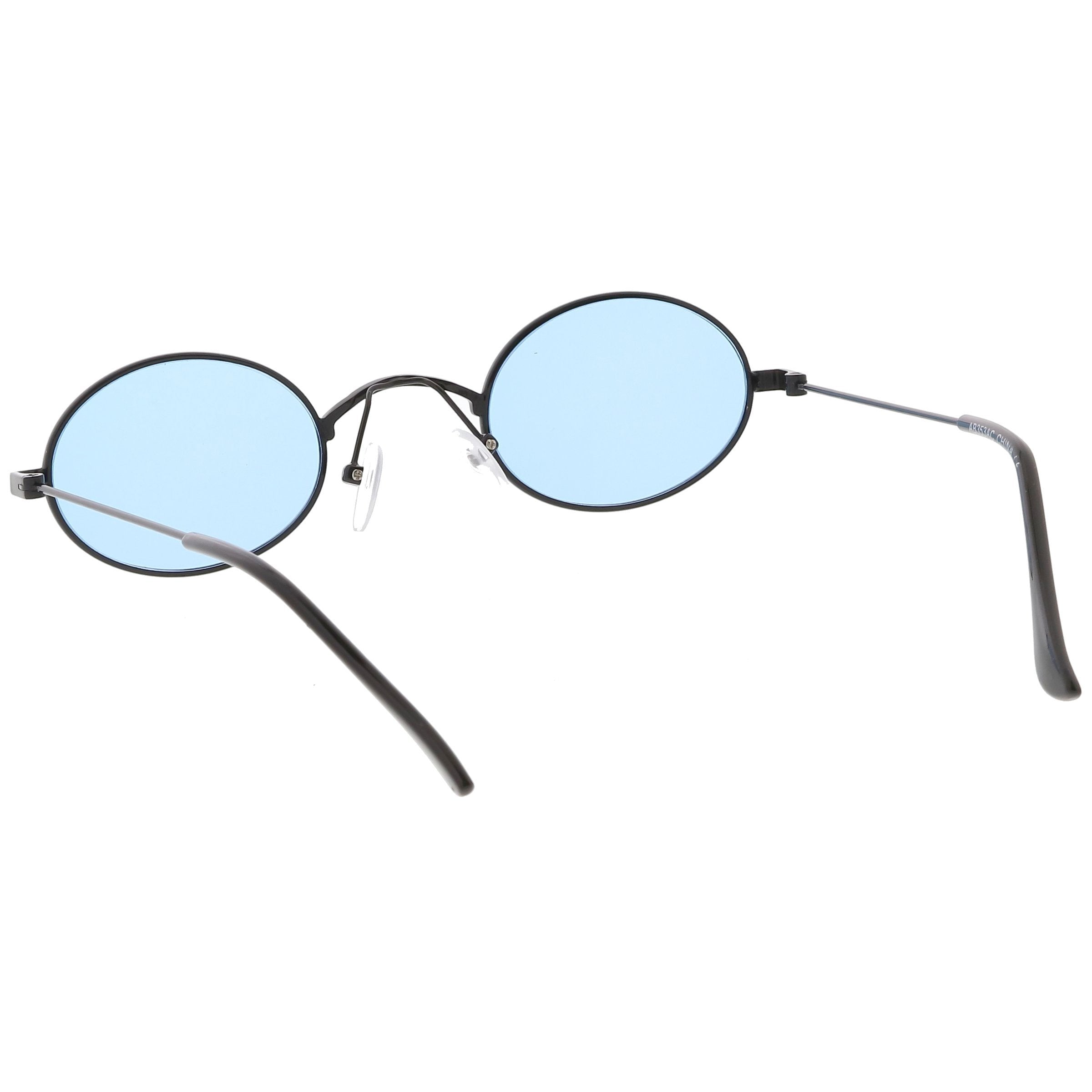 Small Oval Color Tone Metal Sunglasses - Image 3