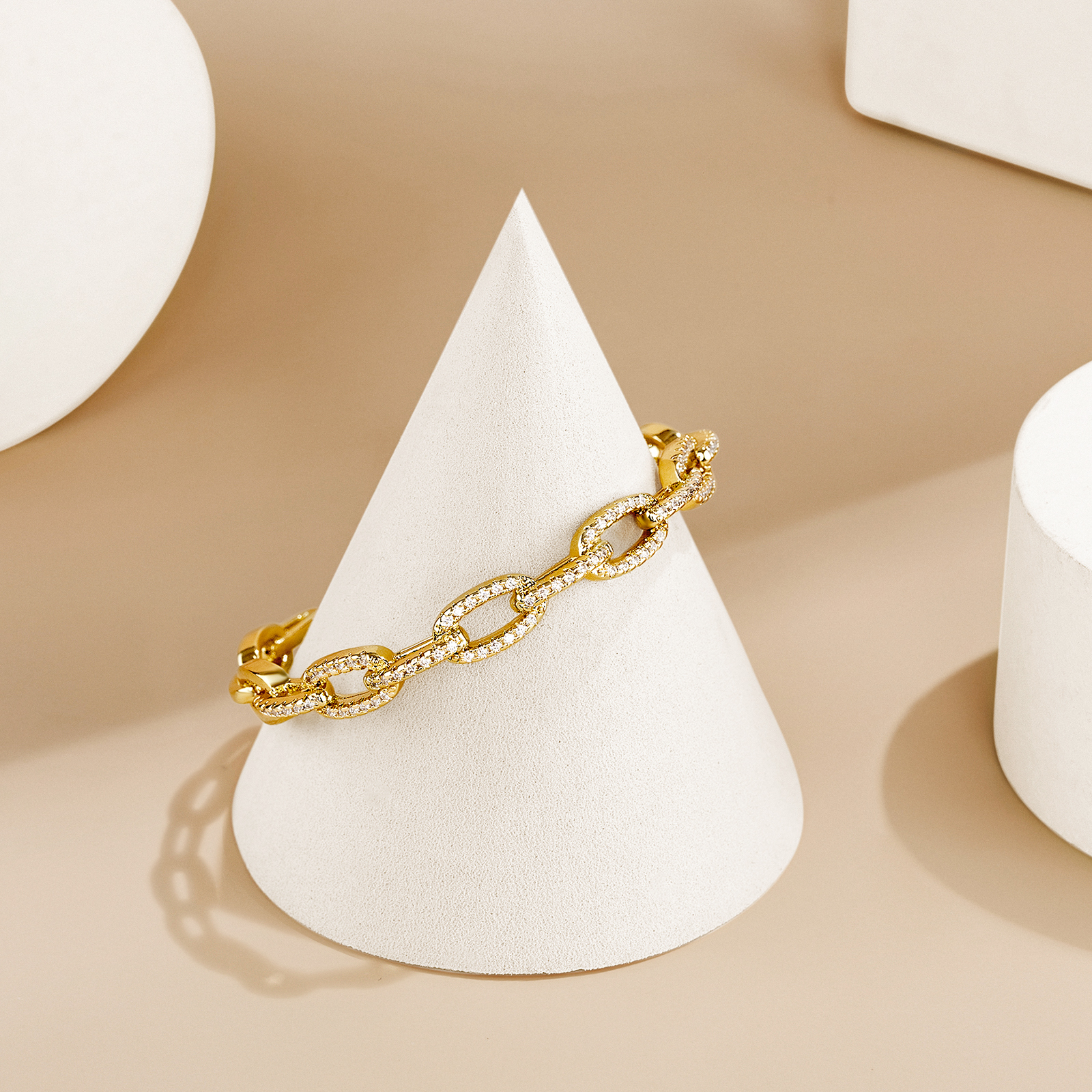 C-Shaped Shell Link Chain Cuff Bangle Bracelet - Image 6