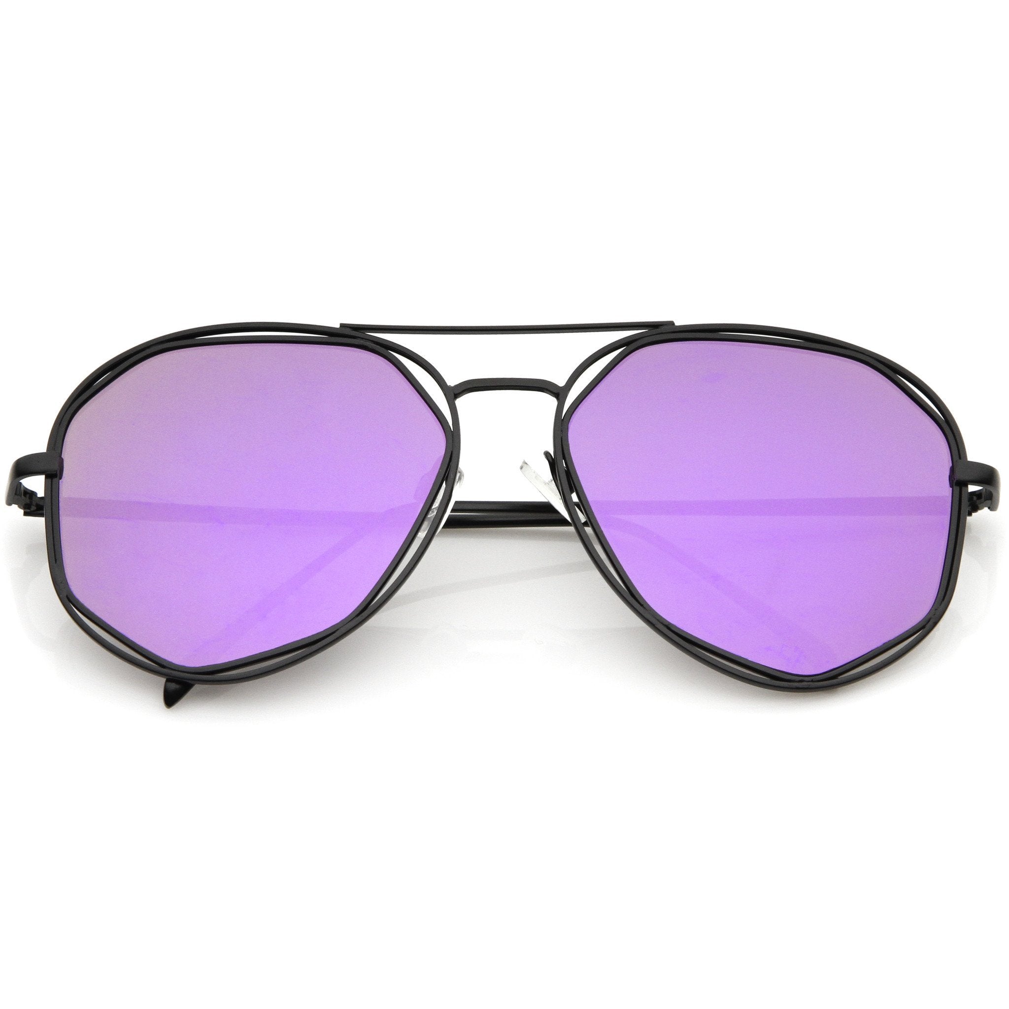 Geometric Mirrored Lens Aviator Sunglasses - Image 7