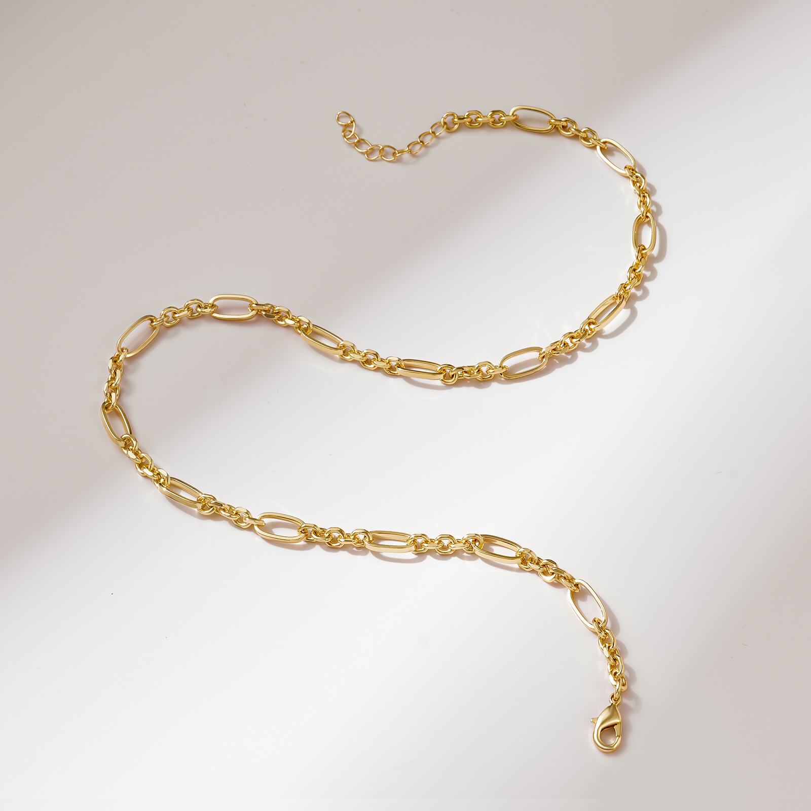 14K Gold Plated Textured Alternate Links Necklace - Image 4