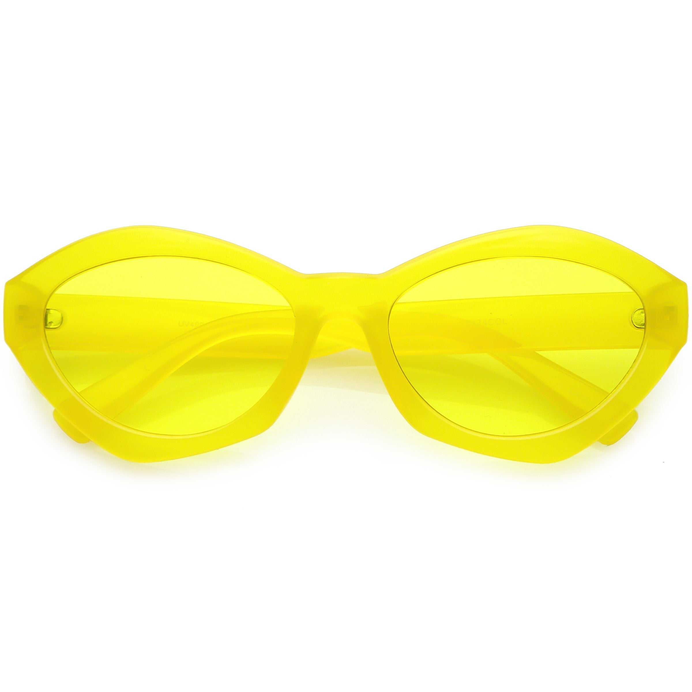 Colorful Translucent Color Tone Oval Sunglasses - Image 7