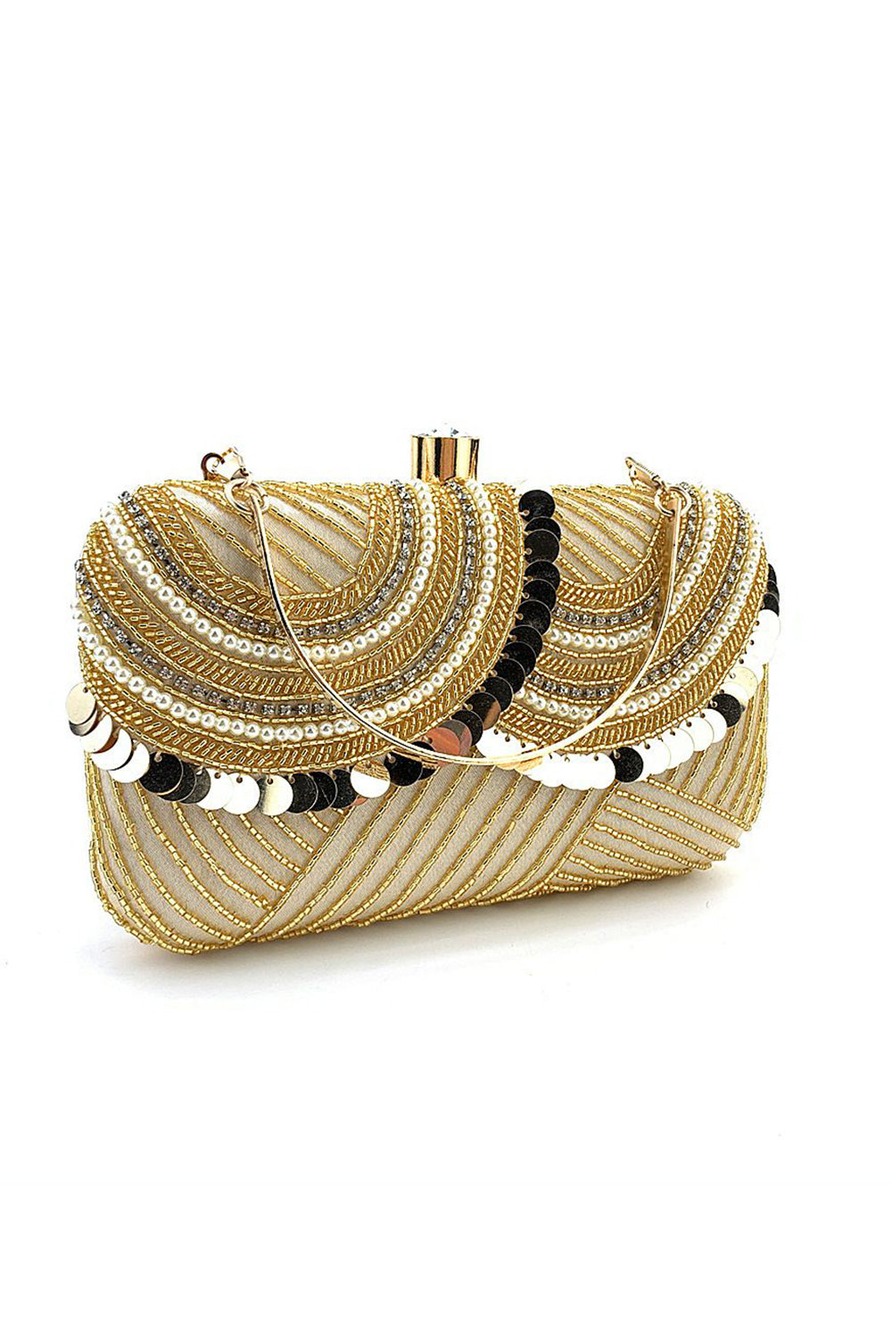 Black Beaded MIni Party Handbag with Sequins - Image 5